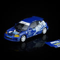 Motorhelix 1/64 Honda Civic Type R EK9 in Exceed Blue with acrylic display case