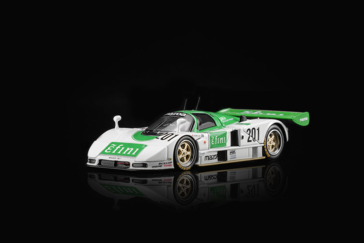 Mazda 787B race car model number 201, side profile showing race number detail
