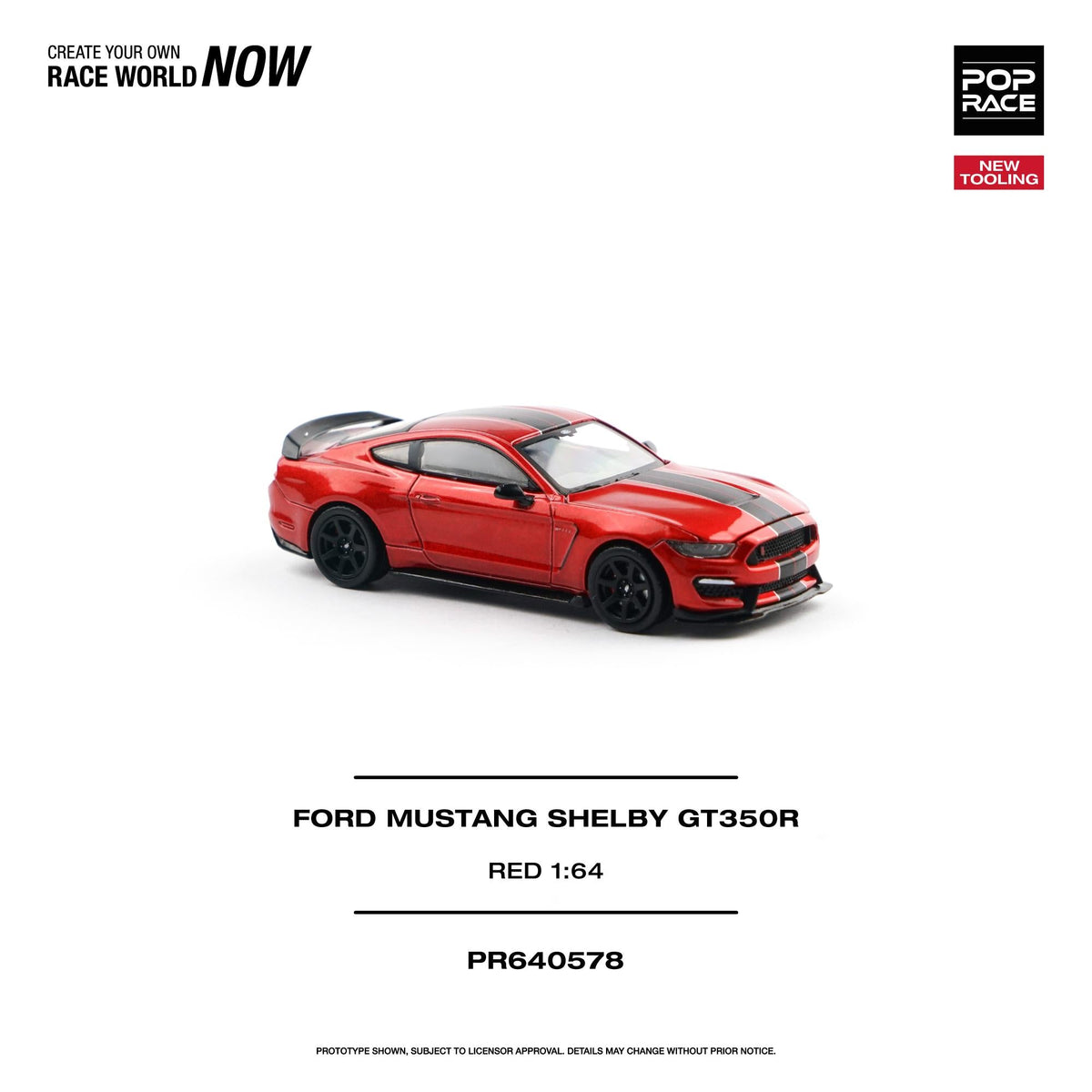 Detailed view of Race Red Shelby GT350R collector diecast, top-down perspective