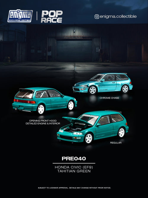 Poprace 1/64 Honda Civic EF9 in Tahitian Green, Enigma exclusive edition