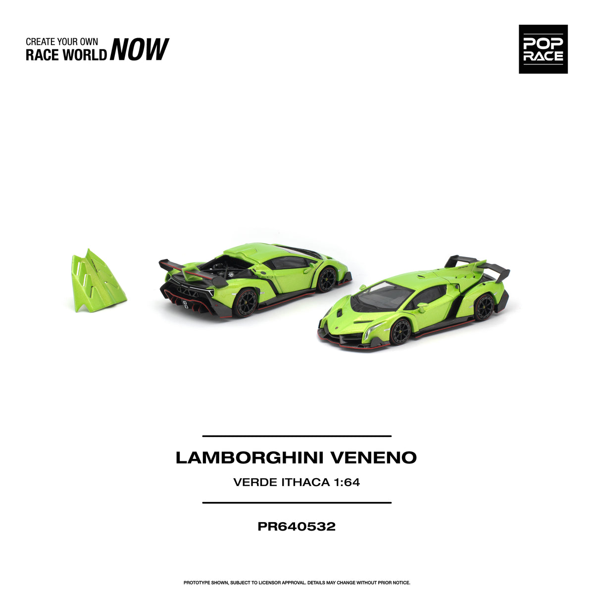 Poprace 1/64 Lamborghini Veneno diecast model in Verde Ithaca