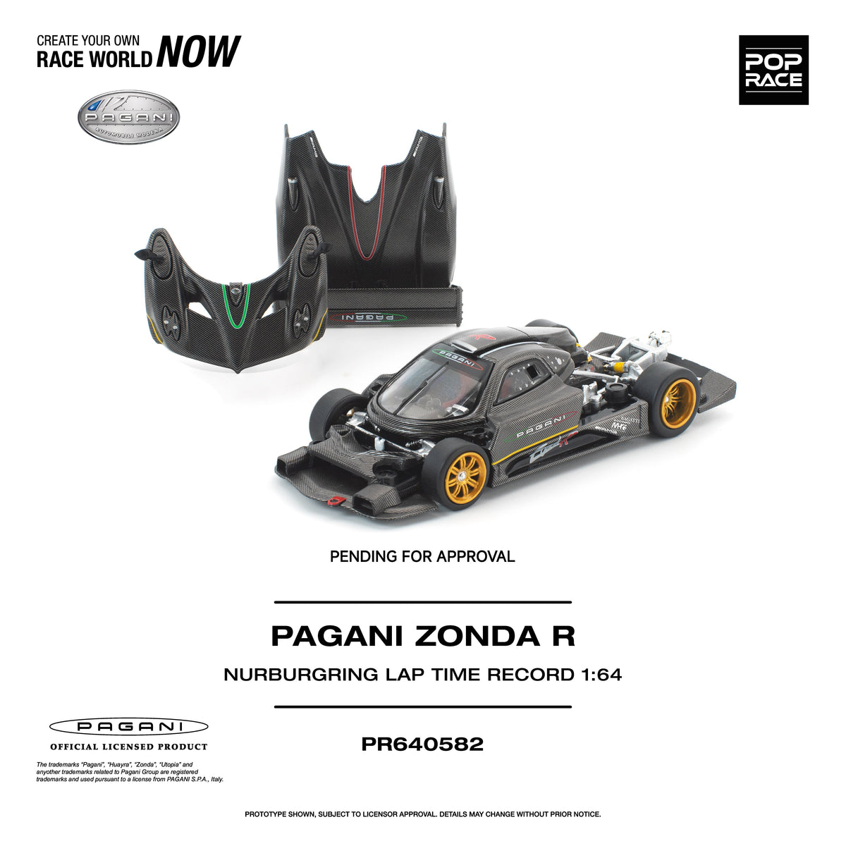 White Pagani Zonda R with Nurburgring racing stripes and graphics