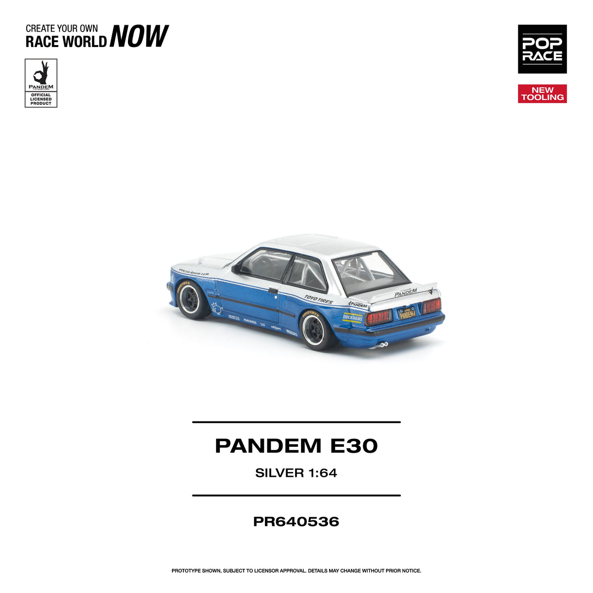 Poprace E30 Pandem drift car silver finish side view