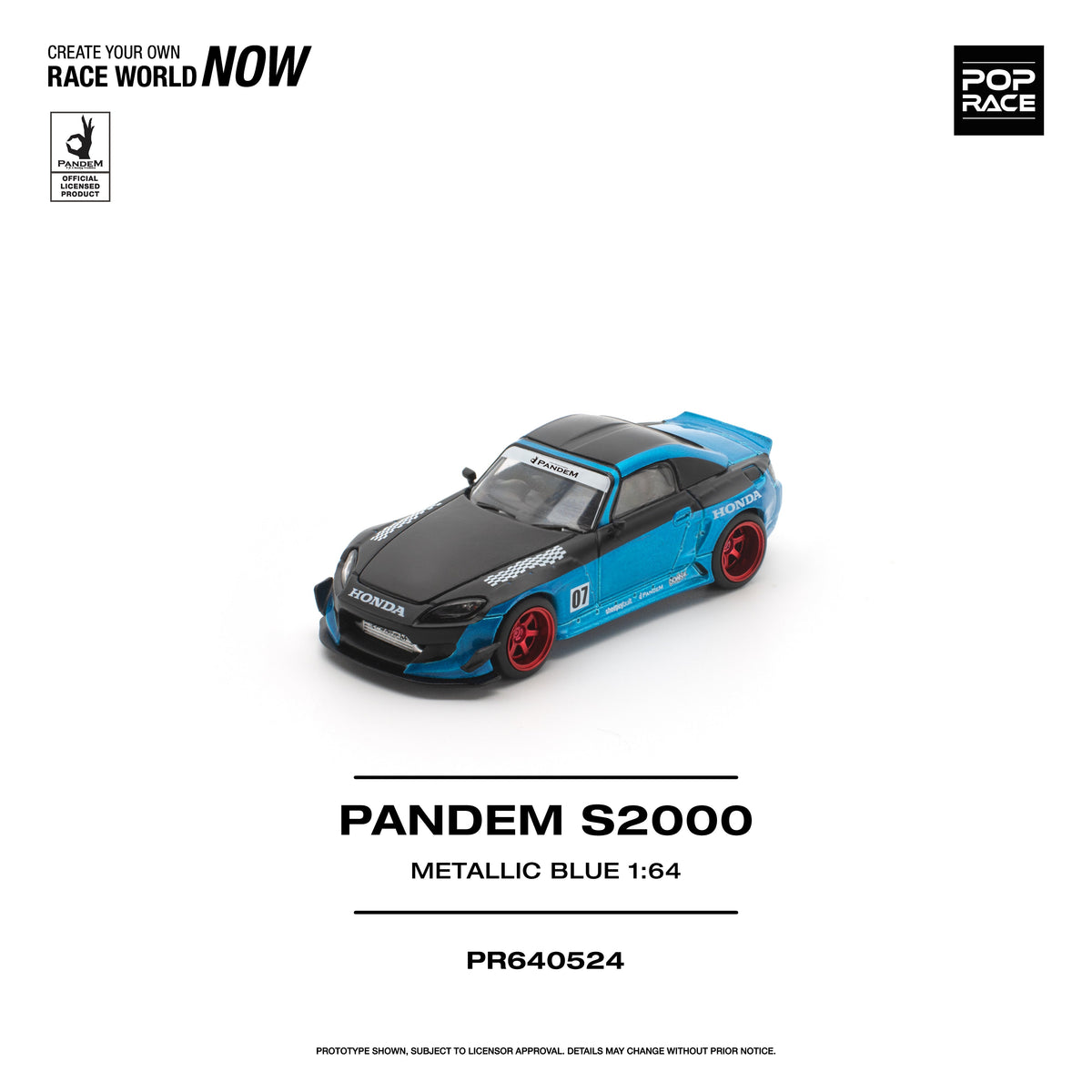 Poprace Pandem S2000 1/64 scale diecast in Metallic Blue