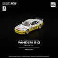 Poprace 1/64 Pandem Silvia S13 diecast model in Yellow/White livery