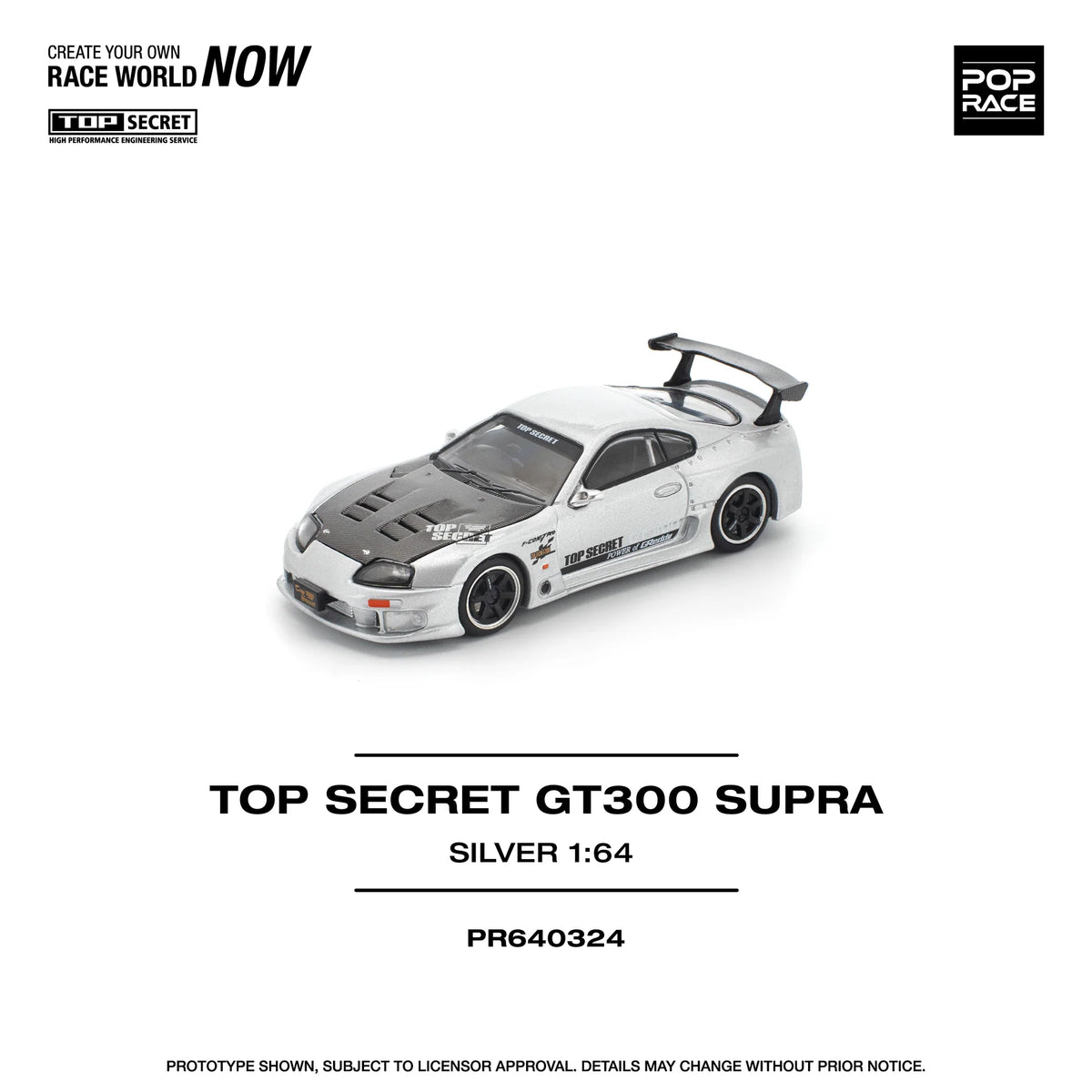 Silver Poprace 1/64 scale Top Secret Supra diecast model