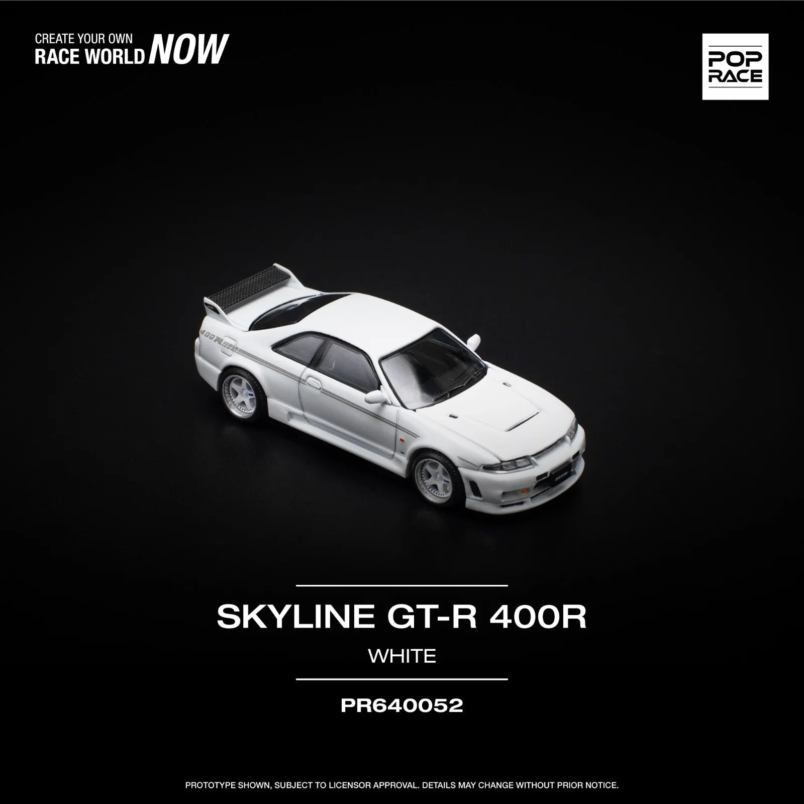 POPRACE 1/64 NISSAN GT - R R33 NISMO 400R - WHITE PR640052 1:64 diecast model