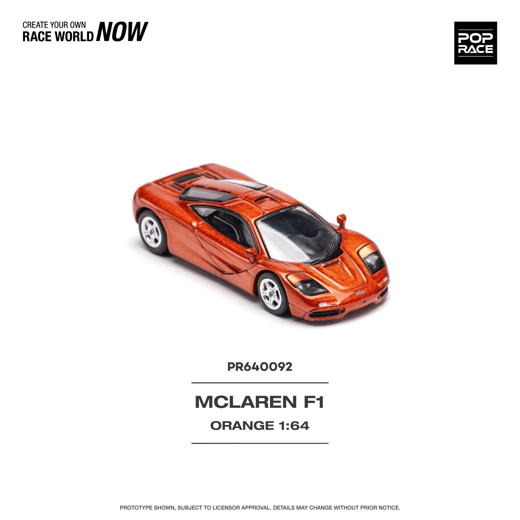 POPRACE 1/64 McLAREN F1 ORANGE PR640092 1:64 diecast model