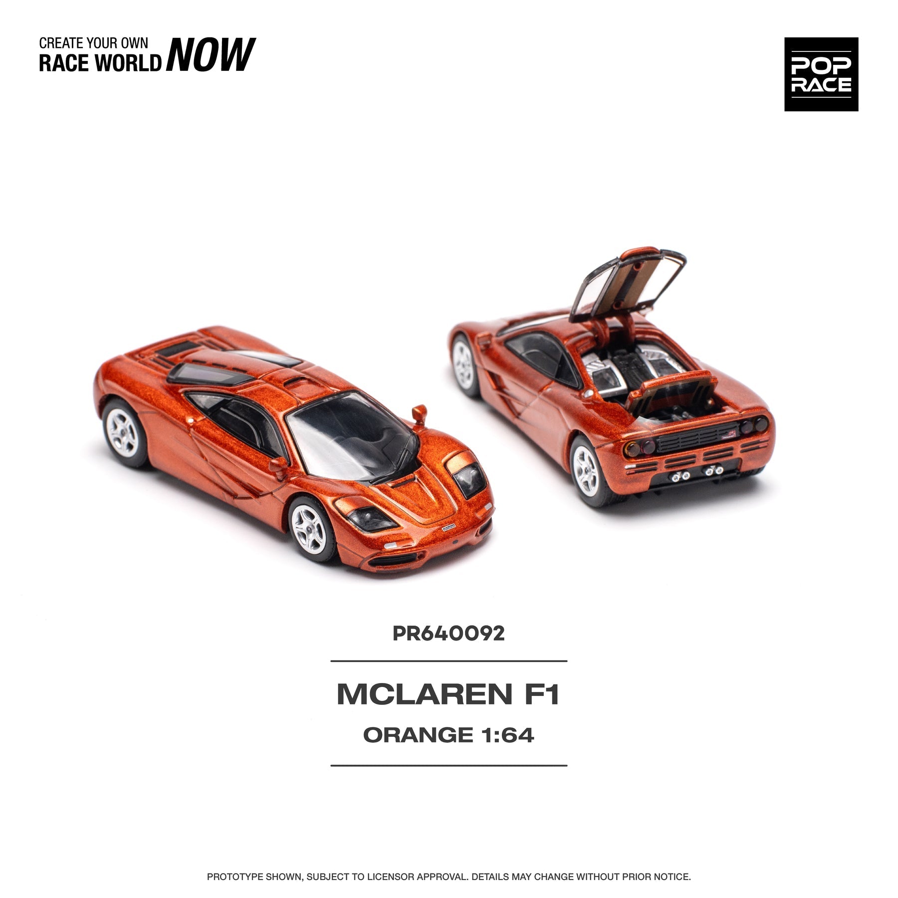 POPRACE 1/64 McLAREN F1 ORANGE PR640092 1:64 diecast model