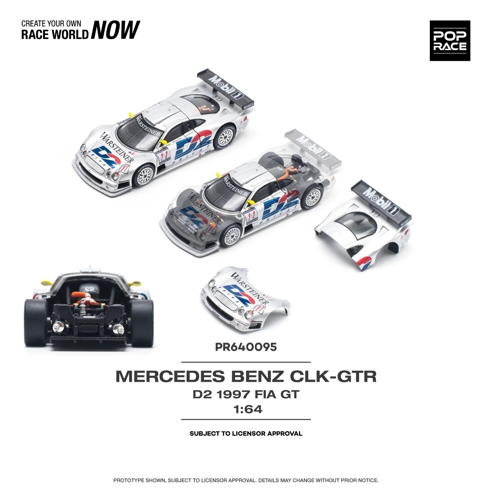 POPRACE 1/64 MERCEDES - BENZ AMG CLK GTR - 1997 FIA GT - D2 PRIVAT PR640095 1:64 diecast model