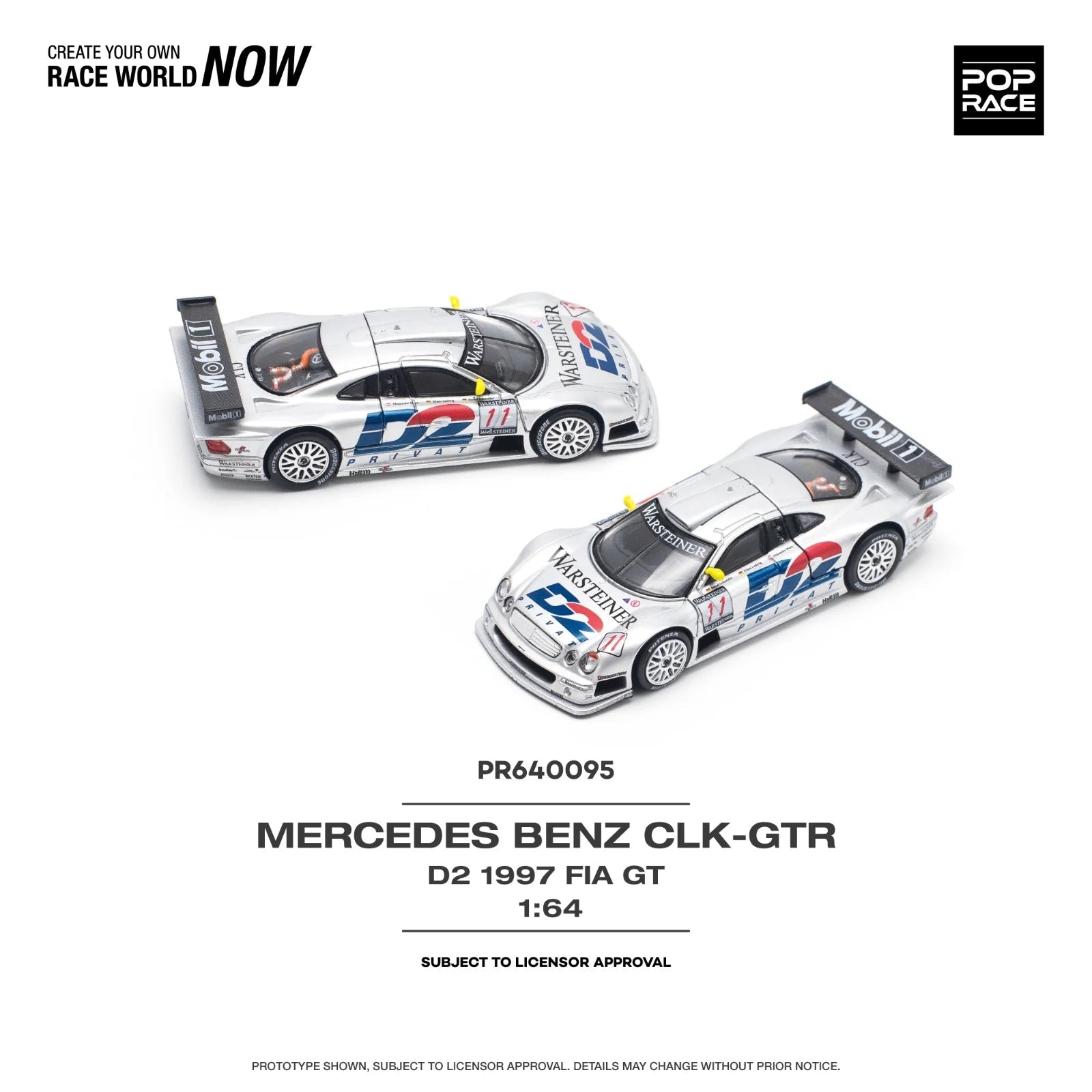 POPRACE 1/64 MERCEDES - BENZ AMG CLK GTR - 1997 FIA GT - D2 PRIVAT PR640095 1:64 diecast model