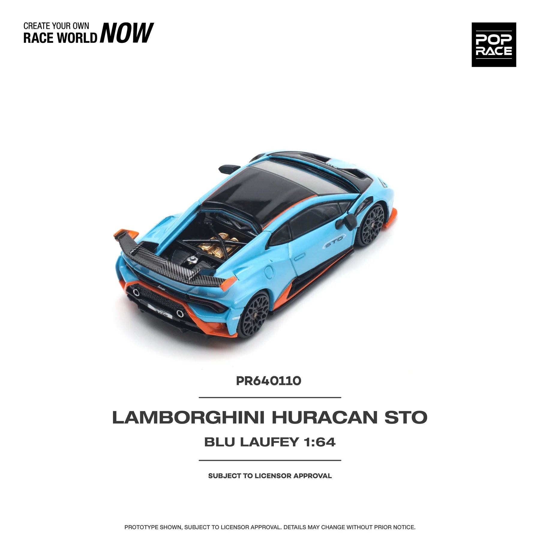 POPRACE 1/64 LAMBORGHINI HURACÁN STO BLU LAUFEY/ARANCIO XANTO PR640110 1:64 diecast model