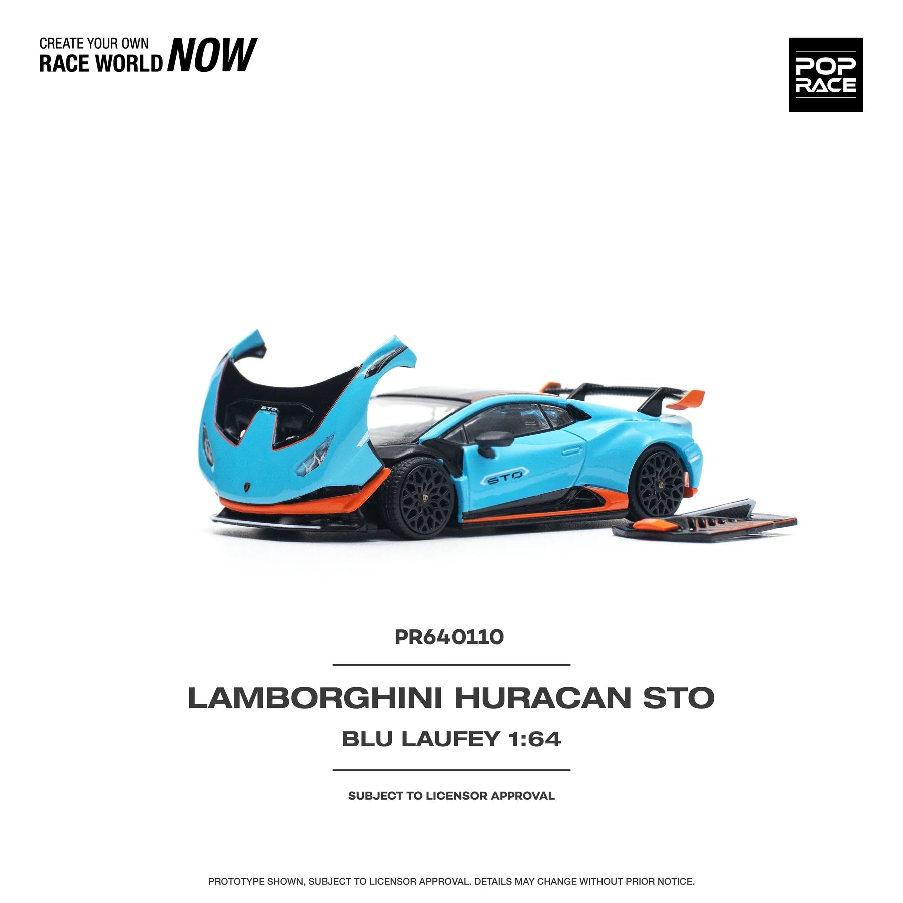 POPRACE 1/64 LAMBORGHINI HURACÁN STO BLU LAUFEY/ARANCIO XANTO PR640110 1:64 diecast model