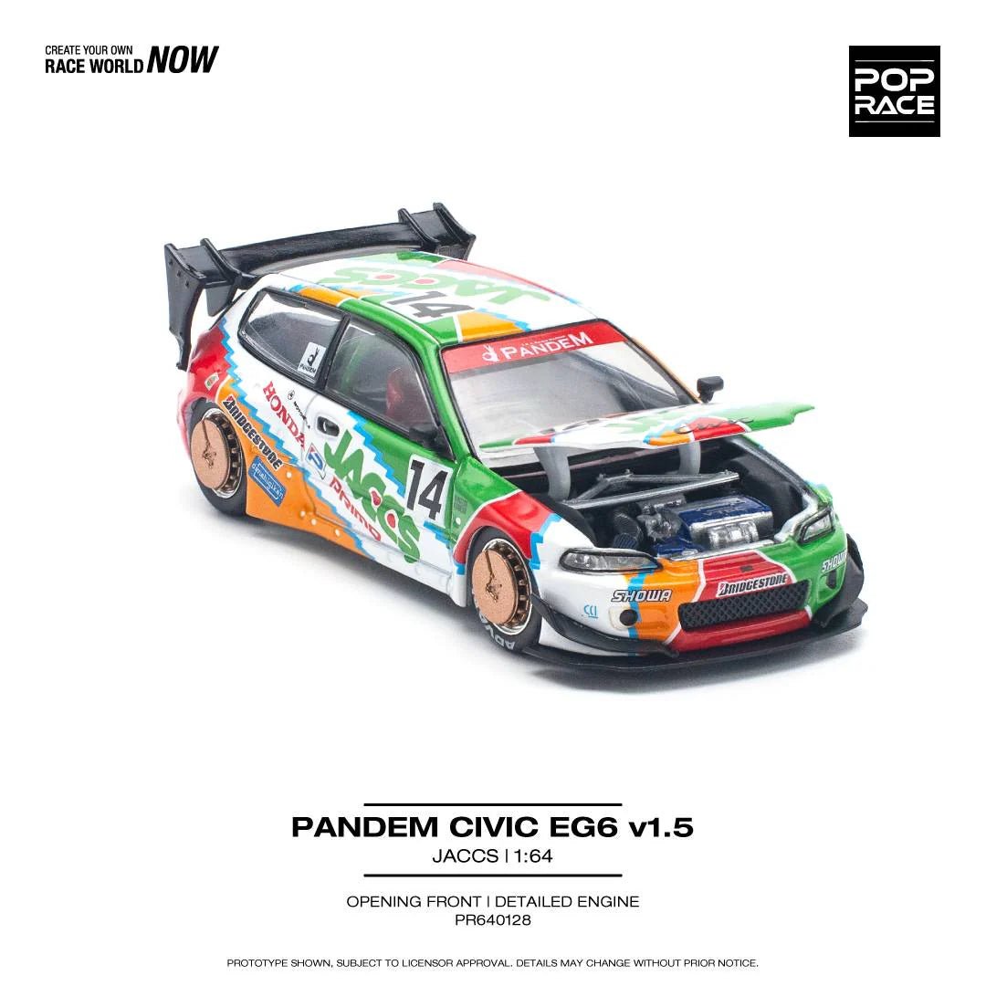 POPRACE 1/64 PANDEM CIVIC EG6 v1.5 JACCS PR640128 1:64 diecast model