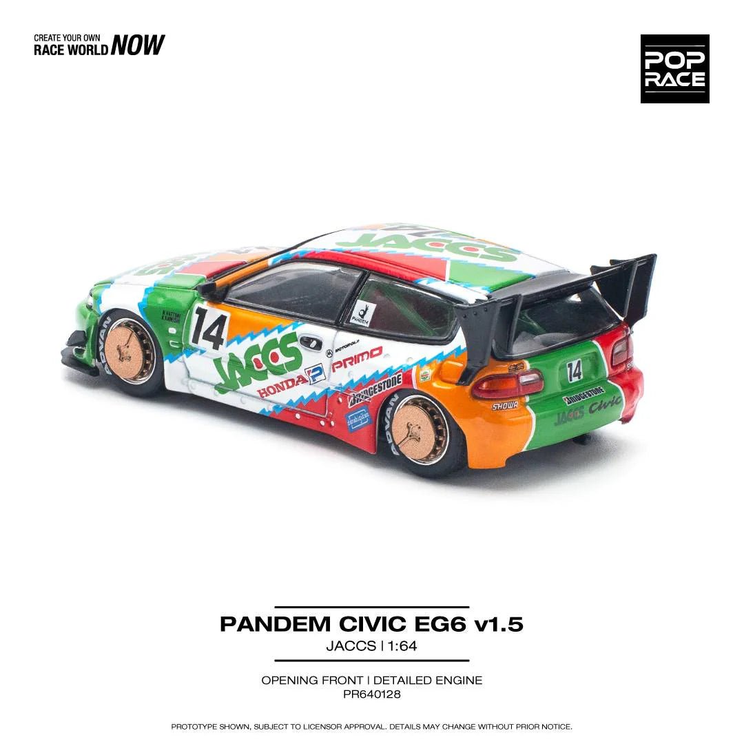 POPRACE 1/64 PANDEM CIVIC EG6 v1.5 JACCS PR640128 1:64 diecast model