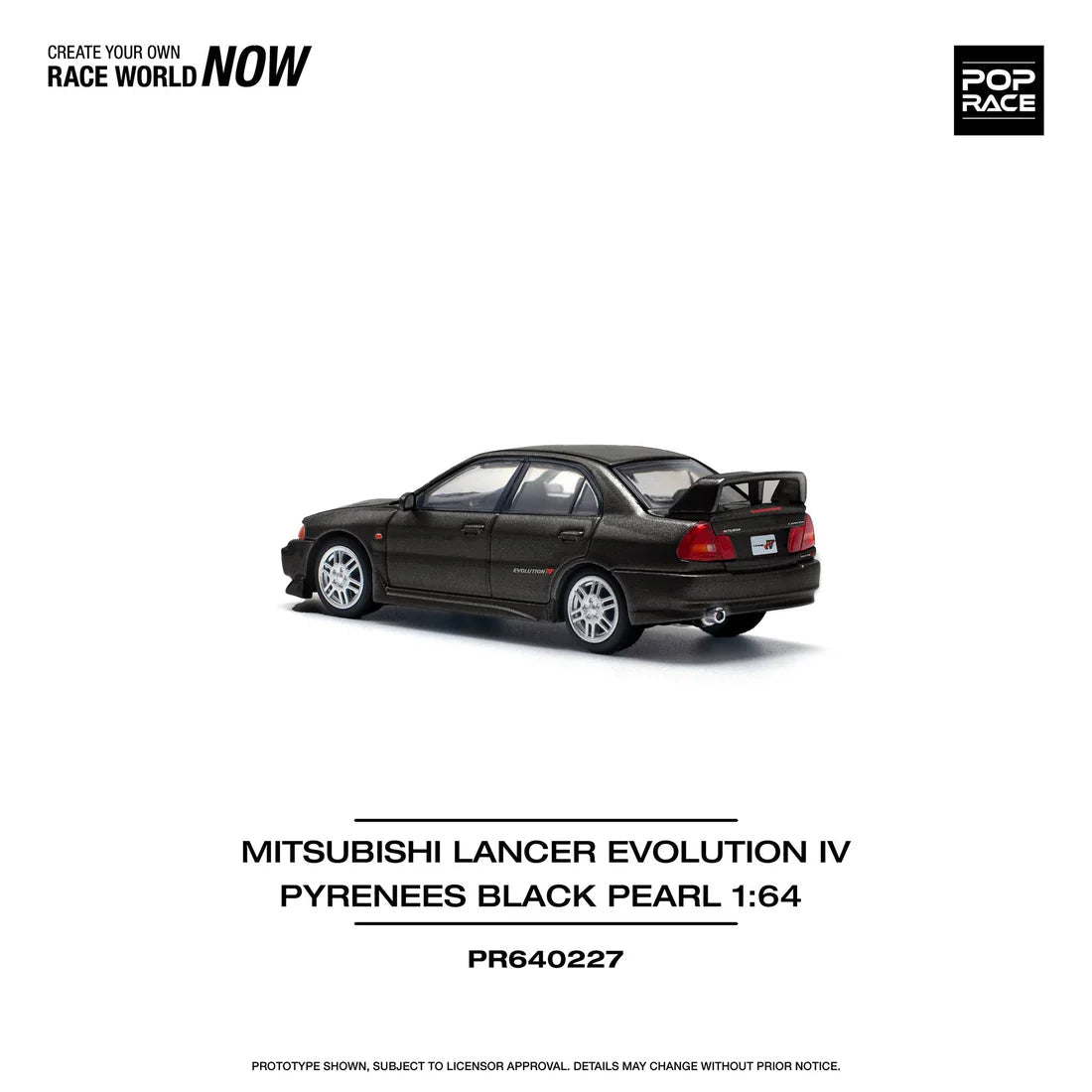 POPRACE 1/64 MITSUBISHI LANCER EVOLUTION IV - PYRENEES BLACK PEARL PR640227 1:64 diecast model