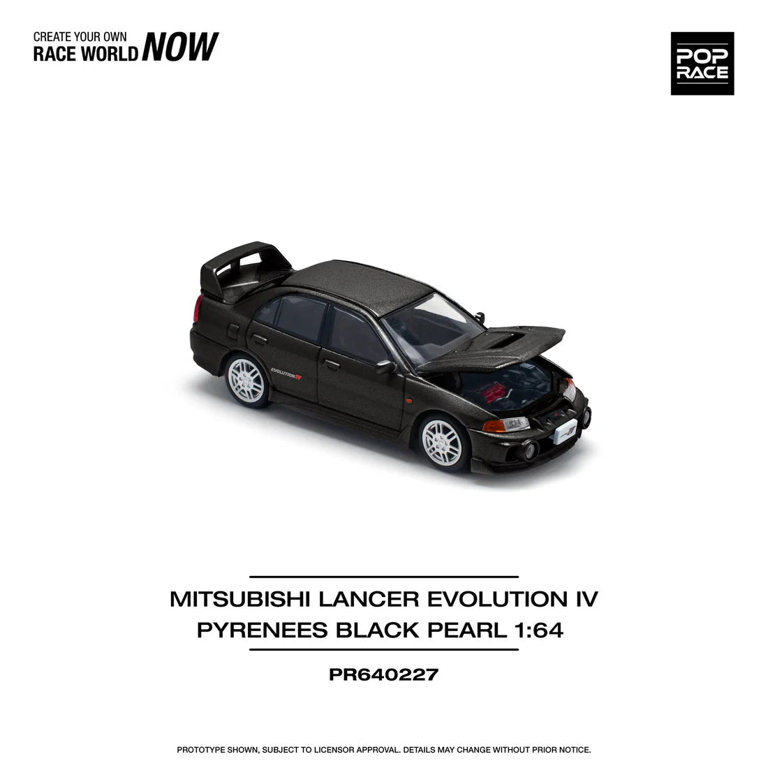 POPRACE 1/64 MITSUBISHI LANCER EVOLUTION IV - PYRENEES BLACK PEARL PR640227 1:64 diecast model