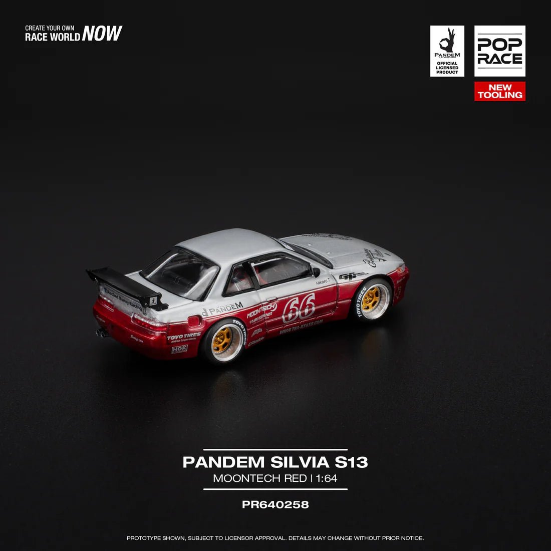 POPRACE 1/64 PANDEM SILVIA S13 - MOONTECH RED PR640258 1:64 diecast model