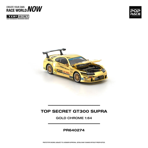 (PRE0RDER) POPRACE 1/64 TOP SECRET GT300 SUPRA - GOLD CHROME PR640274 1:64 diecast model