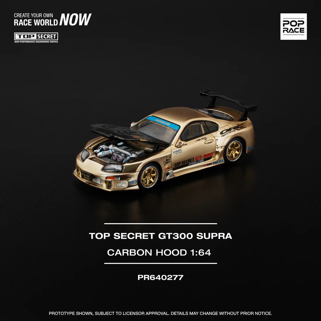 POPRACE 1/64 TOP SECRET GT300 SUPRA - CHROME GOLD PR640277 1:64 diecast model