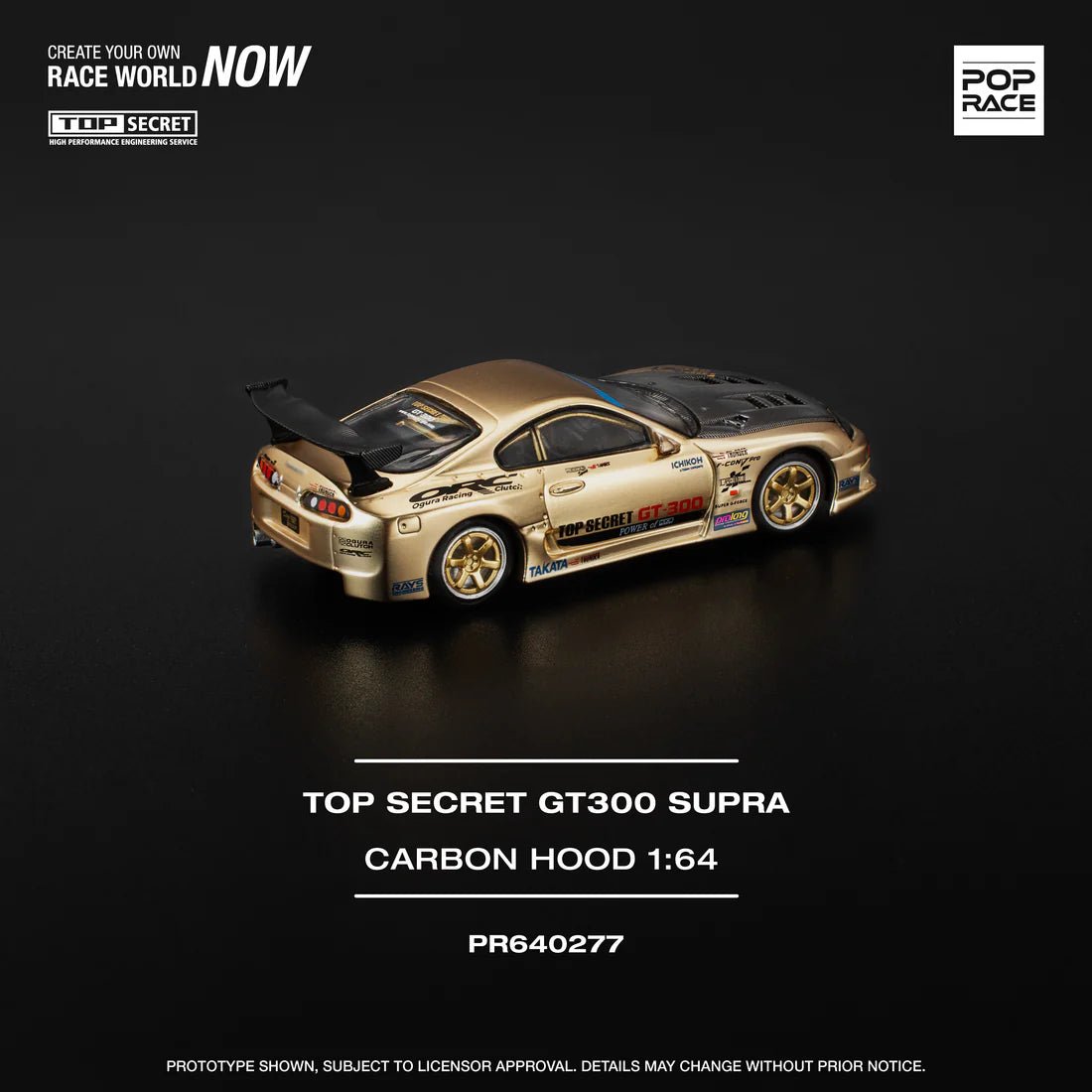 POPRACE 1/64 TOP SECRET GT300 SUPRA - CHROME GOLD PR640277 1:64 diecast model