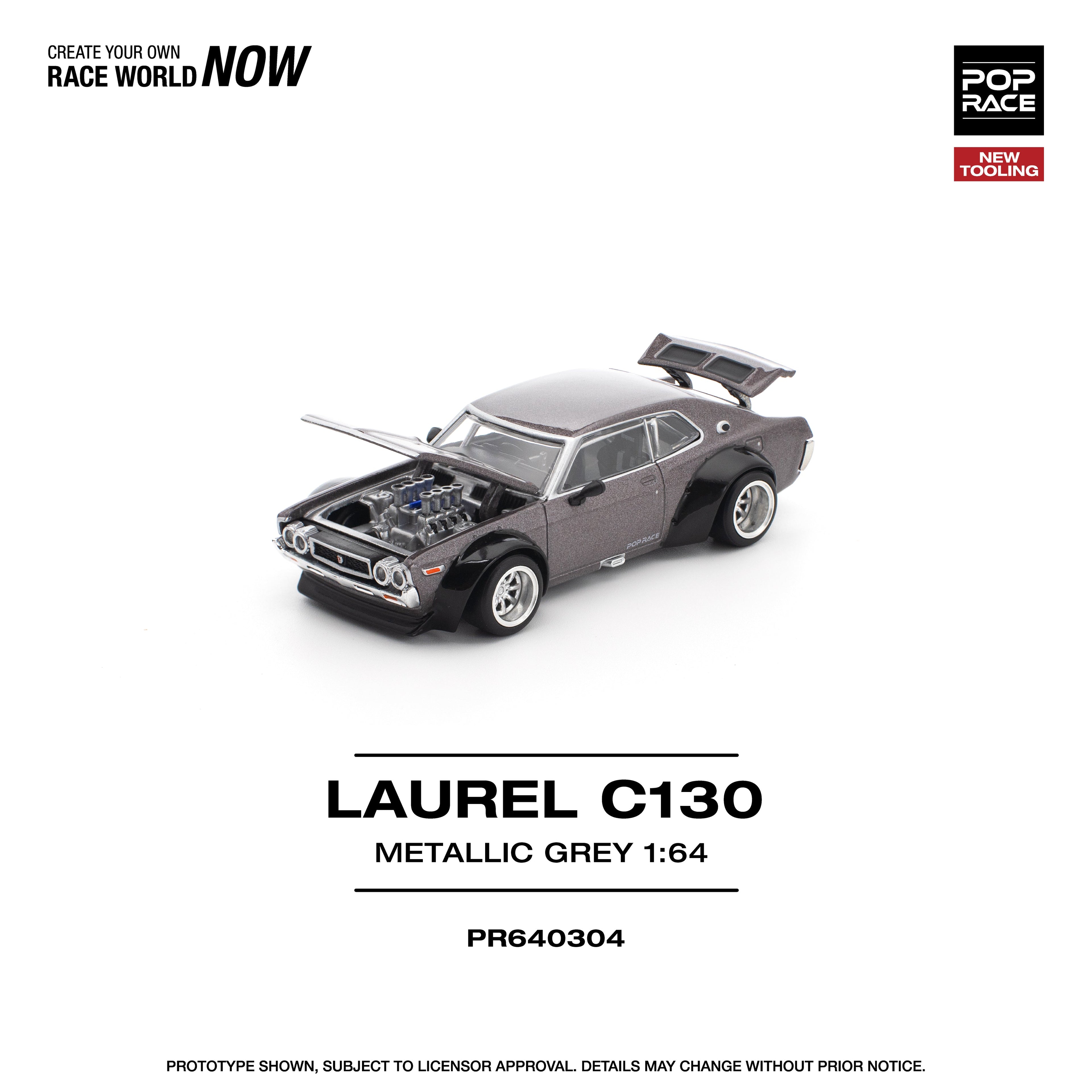 (PREORDER) POPRACE 1/64 LAUREL C130 METALLIC GREY PR640304 1:64 diecast model