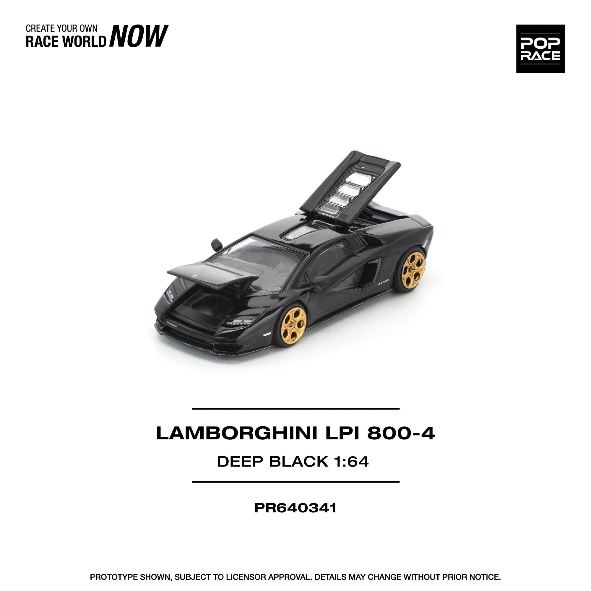 (PREORDER) POPRACE 1/64 LAMBORGHINI COUNTACH LPI 800-4 DEEP BLACK PR640341 1:64 diecast model