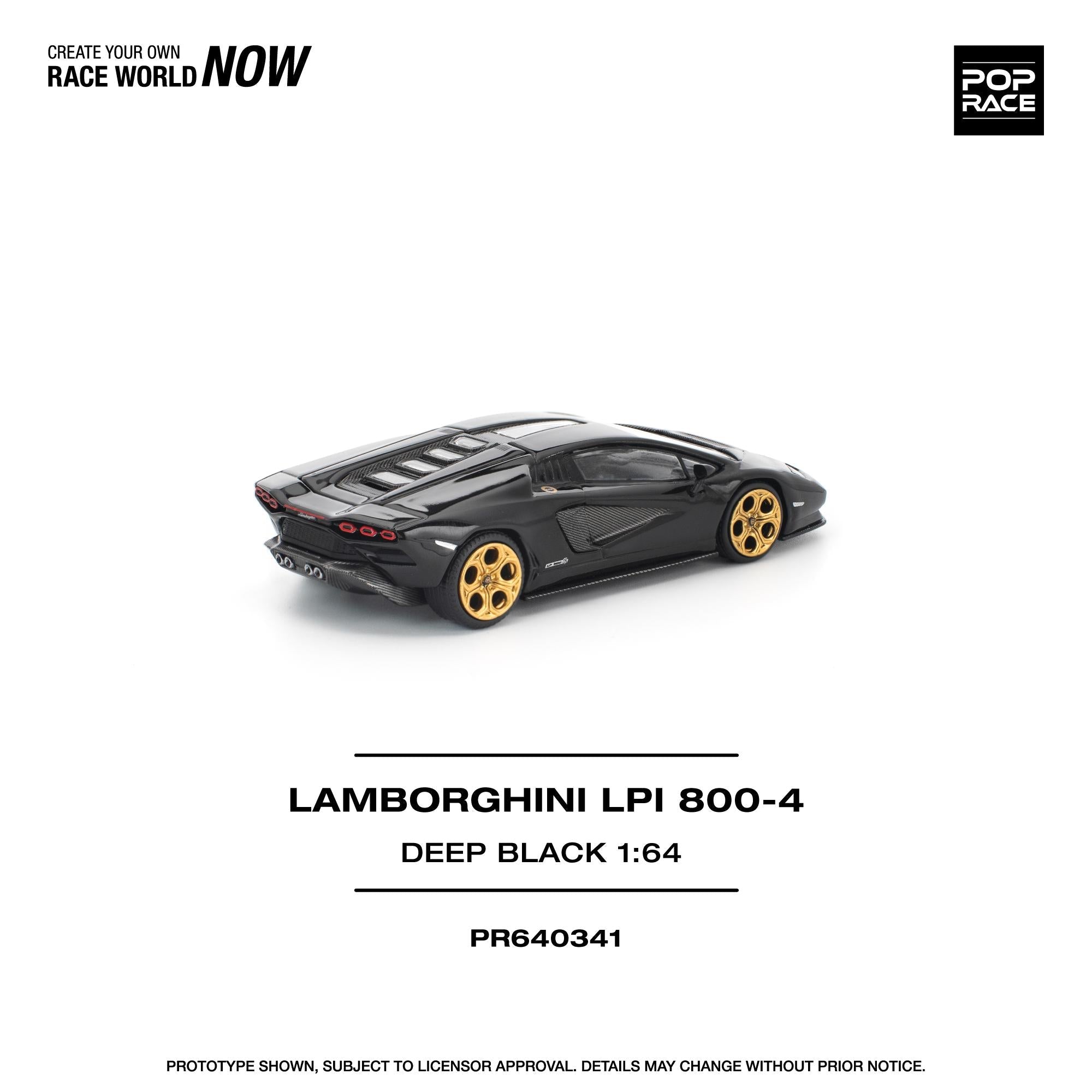 (PREORDER) POPRACE 1/64 LAMBORGHINI COUNTACH LPI 800-4 DEEP BLACK PR640341 1:64 diecast model