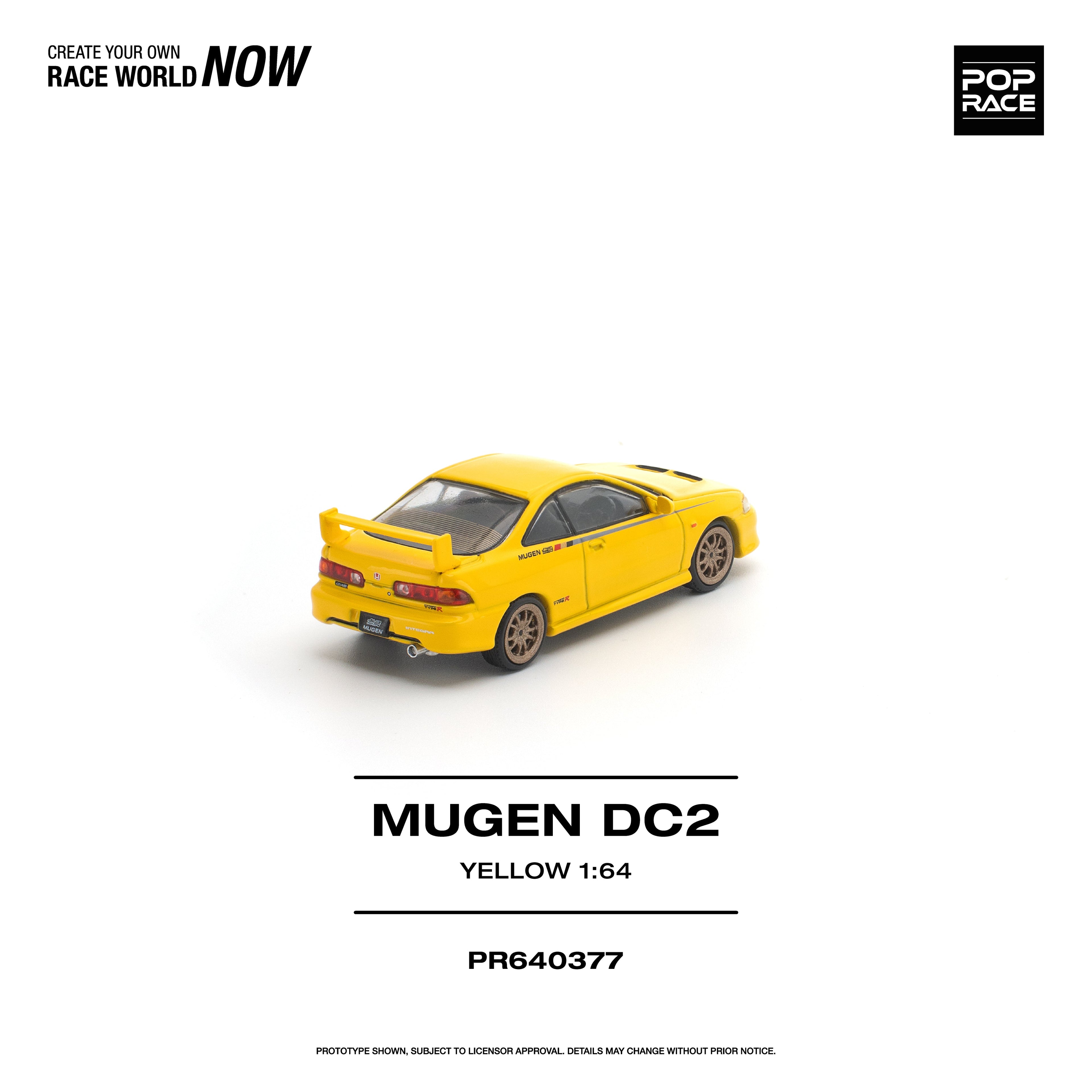(PREORDER) POPRACE 1/64 MUGEN DC2 - YELLOW PR640377 1:64 diecast model