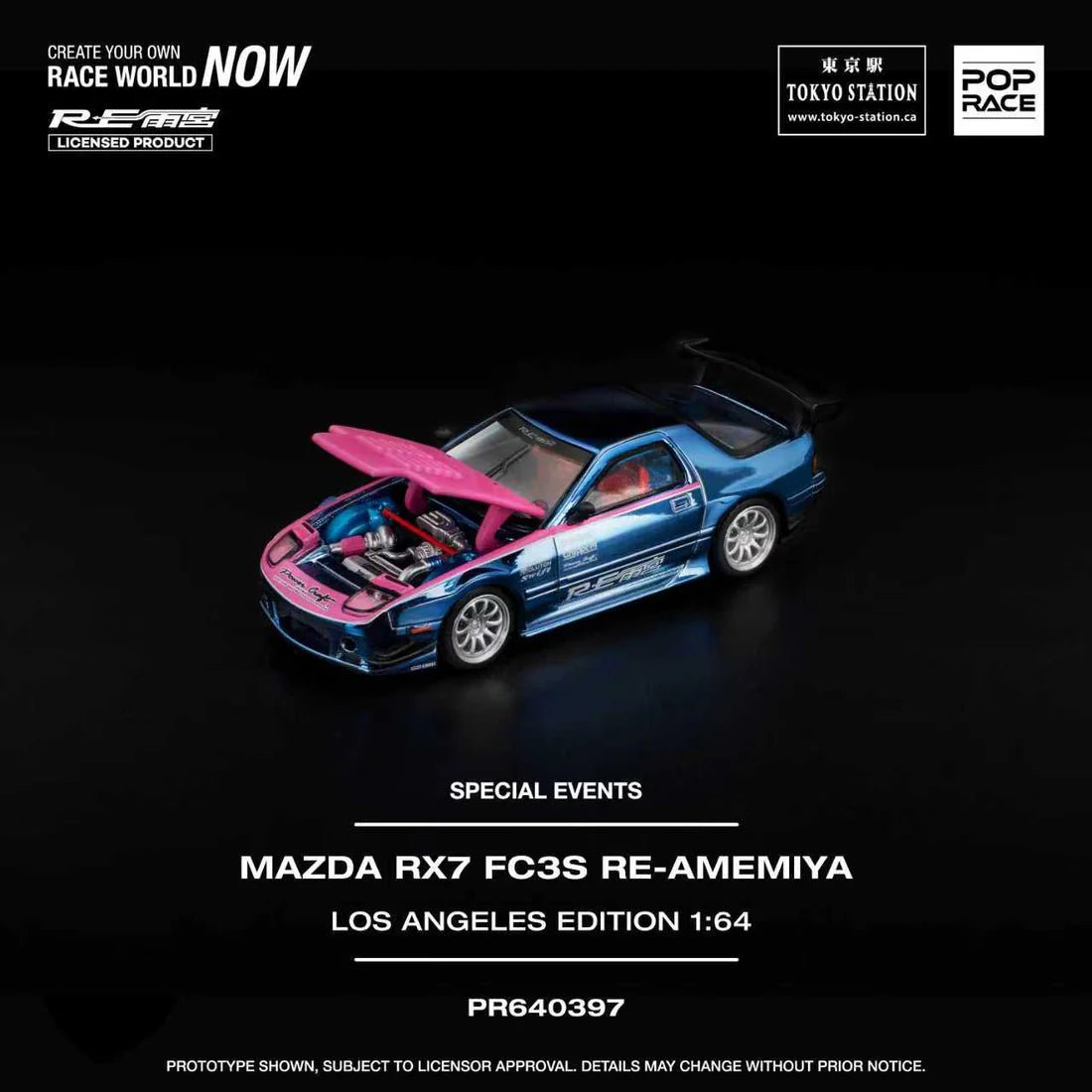 POPRACE 1/64 MAZDA RX7 FC3S RE - AMEMIYA LOS ANGELES EDITION PR640397 1:64 diecast model