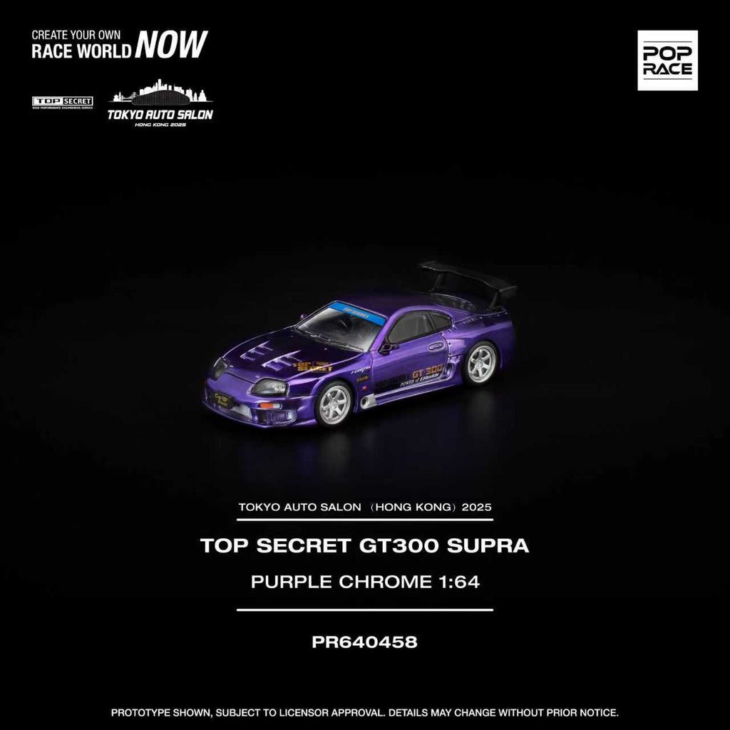 POPRACE 1/64 TOP SECRET GT300 SUPRA PURPLE CHROME TASHK 2025 Exclusive Model PR640458 1:64 diecast model