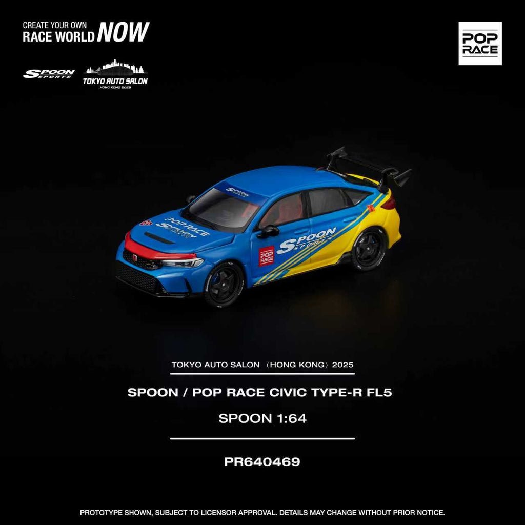 POPRACE 1/64 SPOON / POP RACE CIVIC TYPE - R FL5 SPOON TASHK 2025 Exclusive Model PR640469 1:64 diecast model
