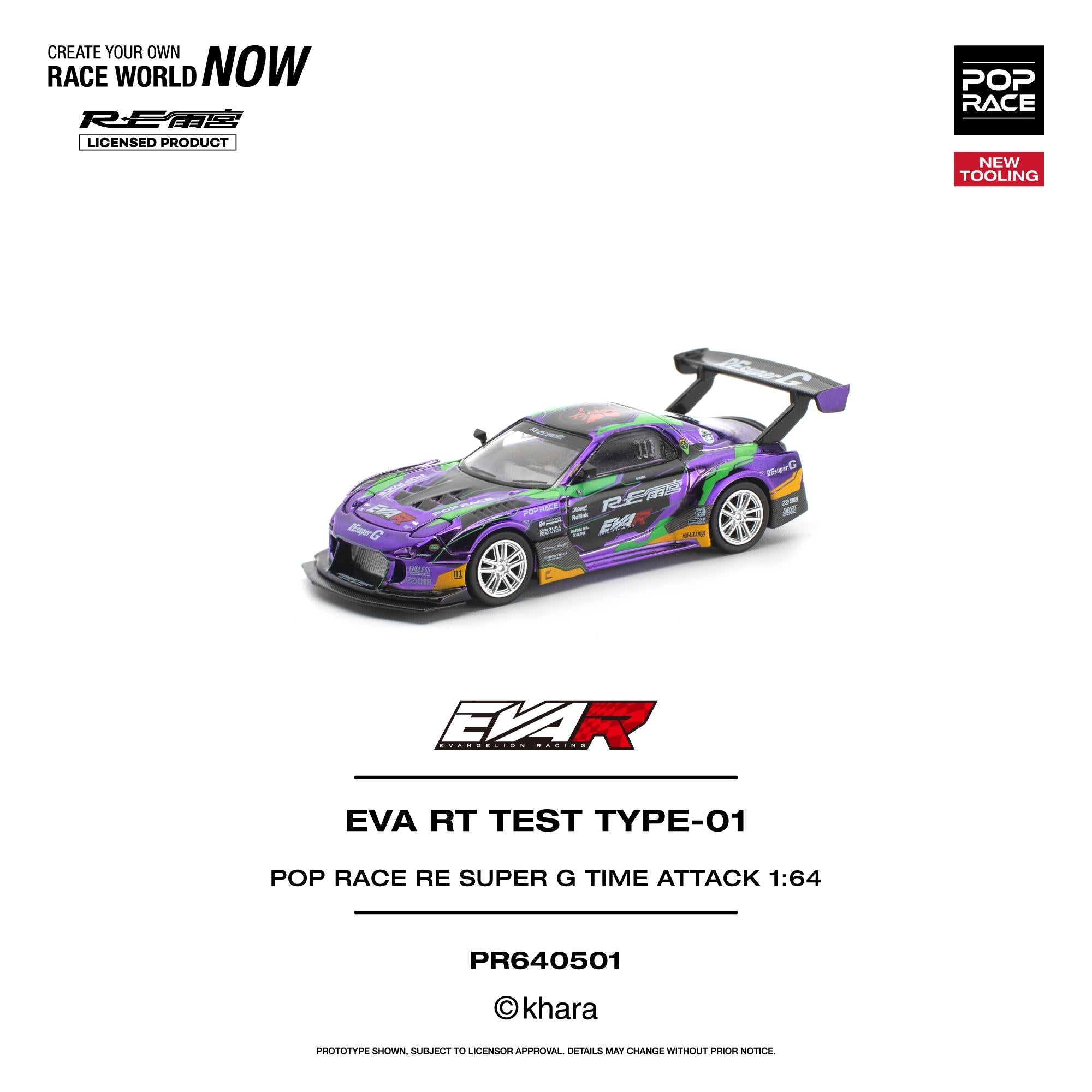 POPRACE 1/64 EVA RT TEST TYPE-01 POP RACE RE SUPER G TIME ATTACK PR640501 1:64 diecast model
