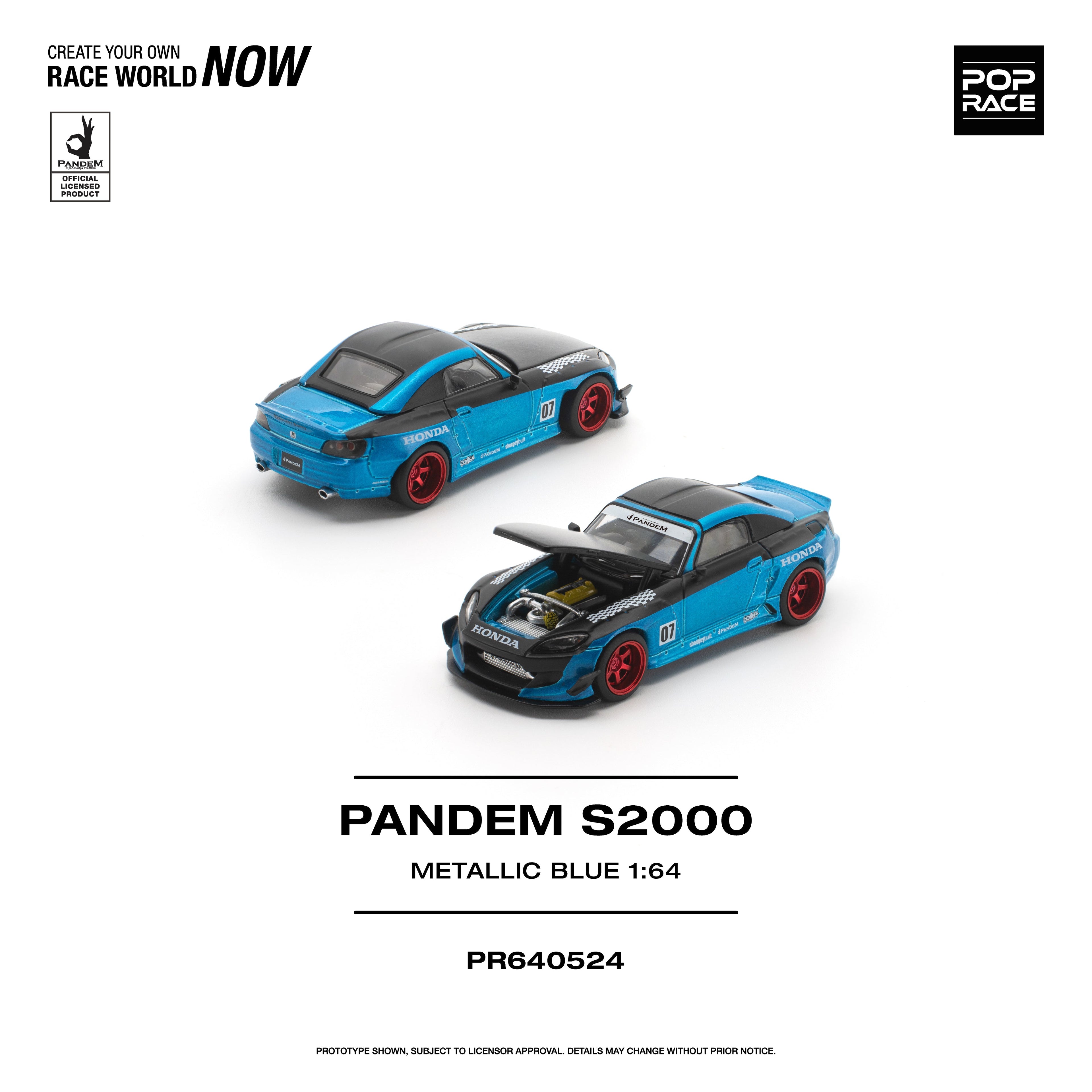 (PREORDER) POPRACE 1/64 PANDEM S2000 METALLIC BLUE PR640524 1:64 diecast model