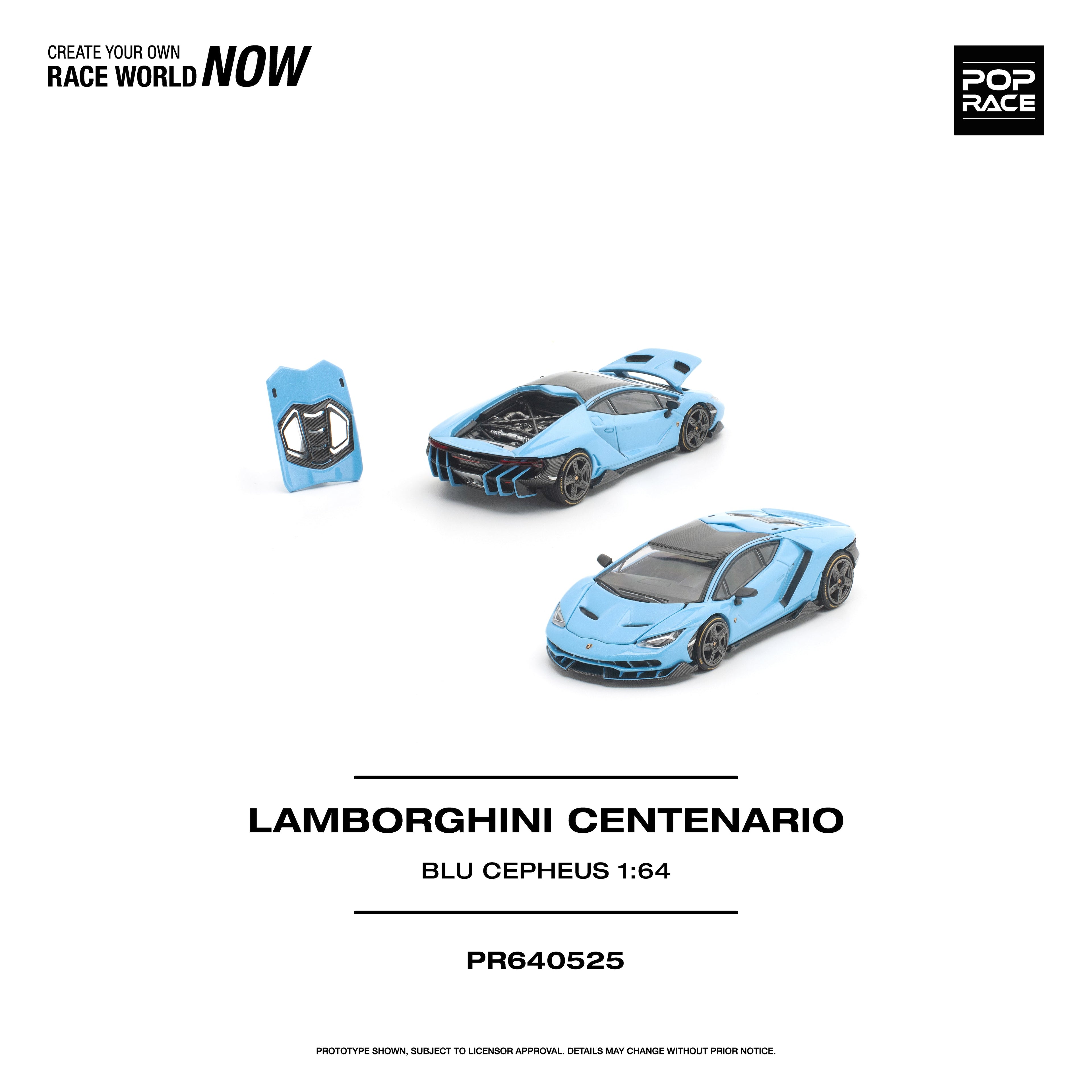 (PREORDER) POPRACE 1/64 LAMBORGHINI CENTENARIO - BLU CEPHEUS PR640525 1:64 diecast model