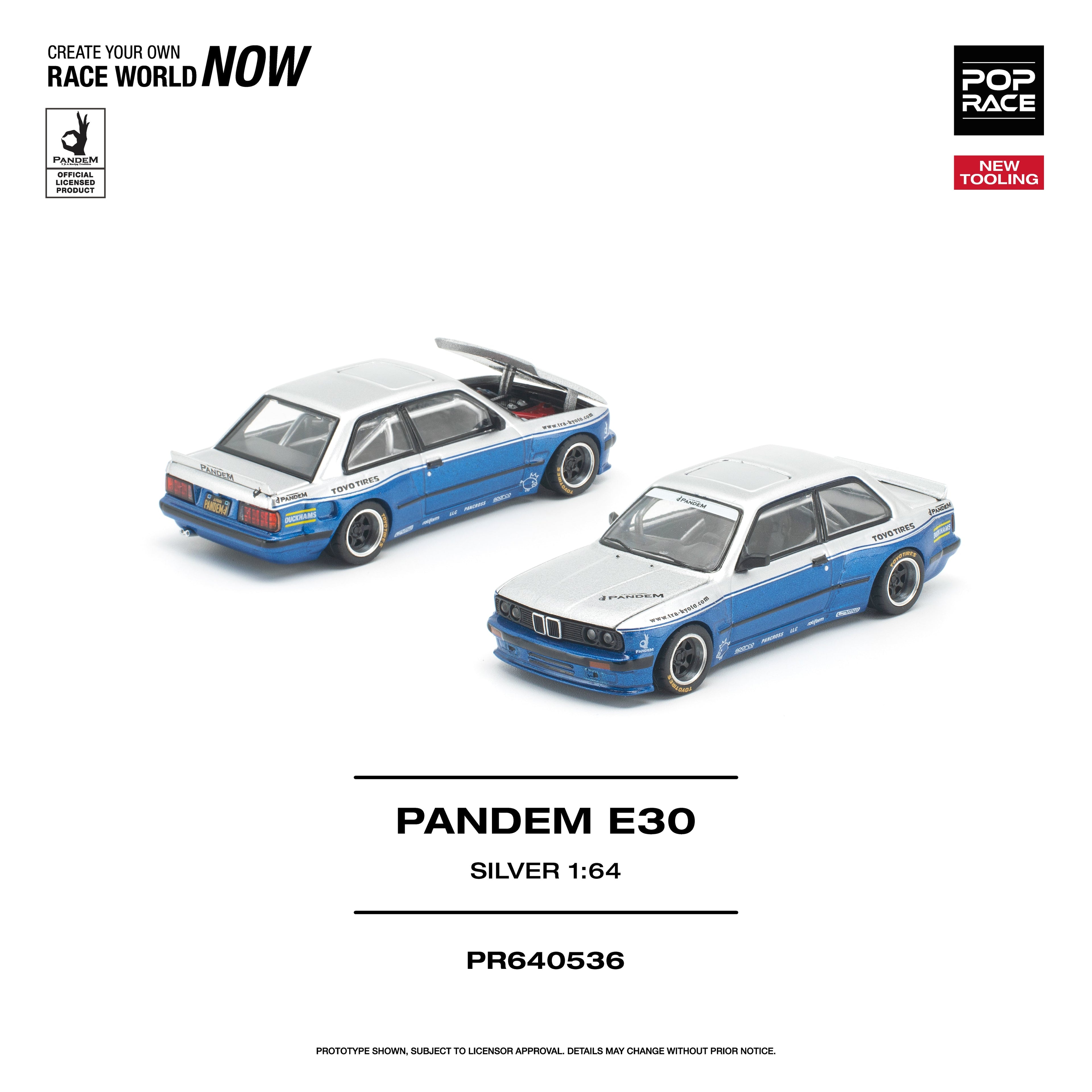(PREORDER) POPRACE 1/64 PANDEM E30 SILVER PR640536 1:64 diecast model