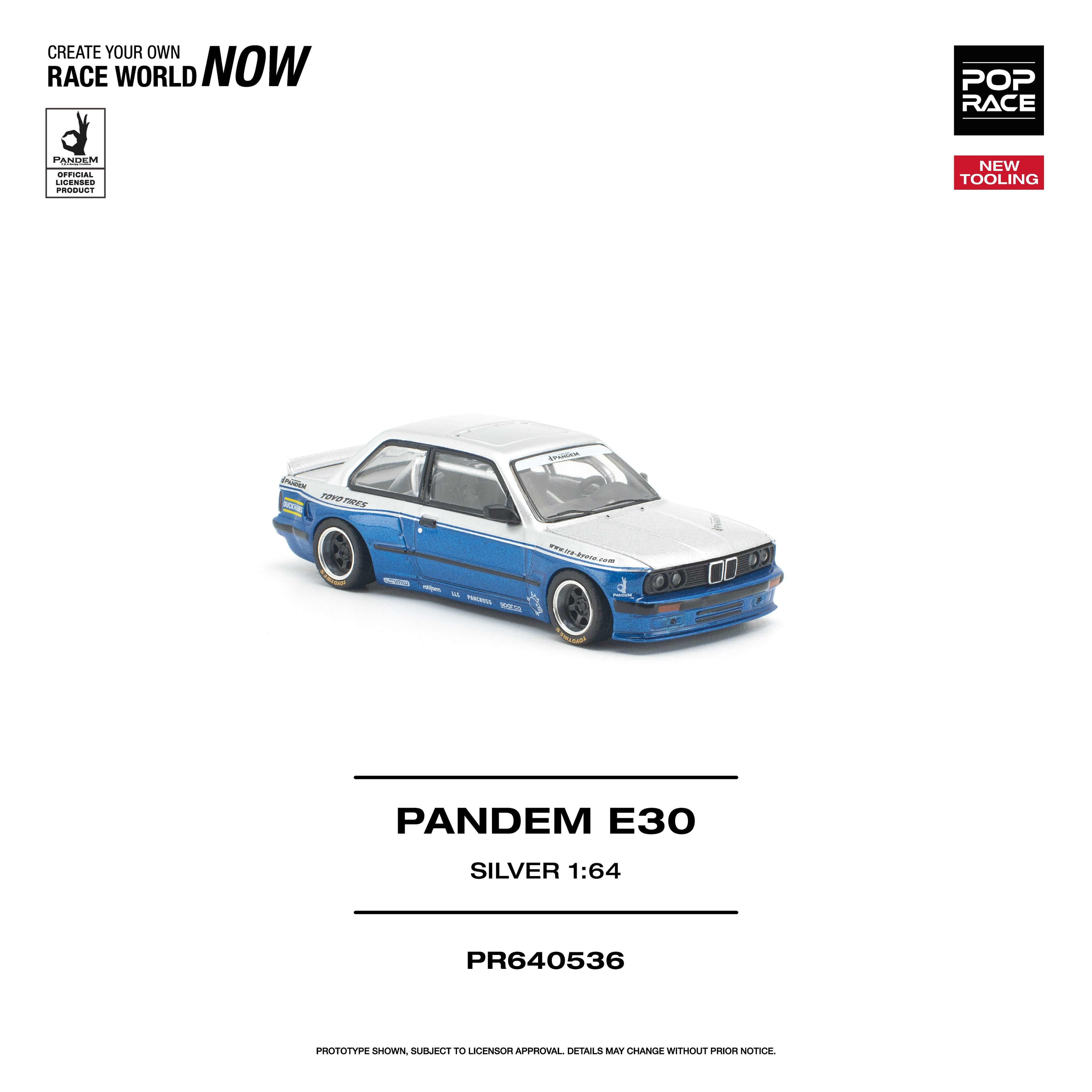 (PREORDER) POPRACE 1/64 PANDEM E30 SILVER PR640536 1:64 diecast model