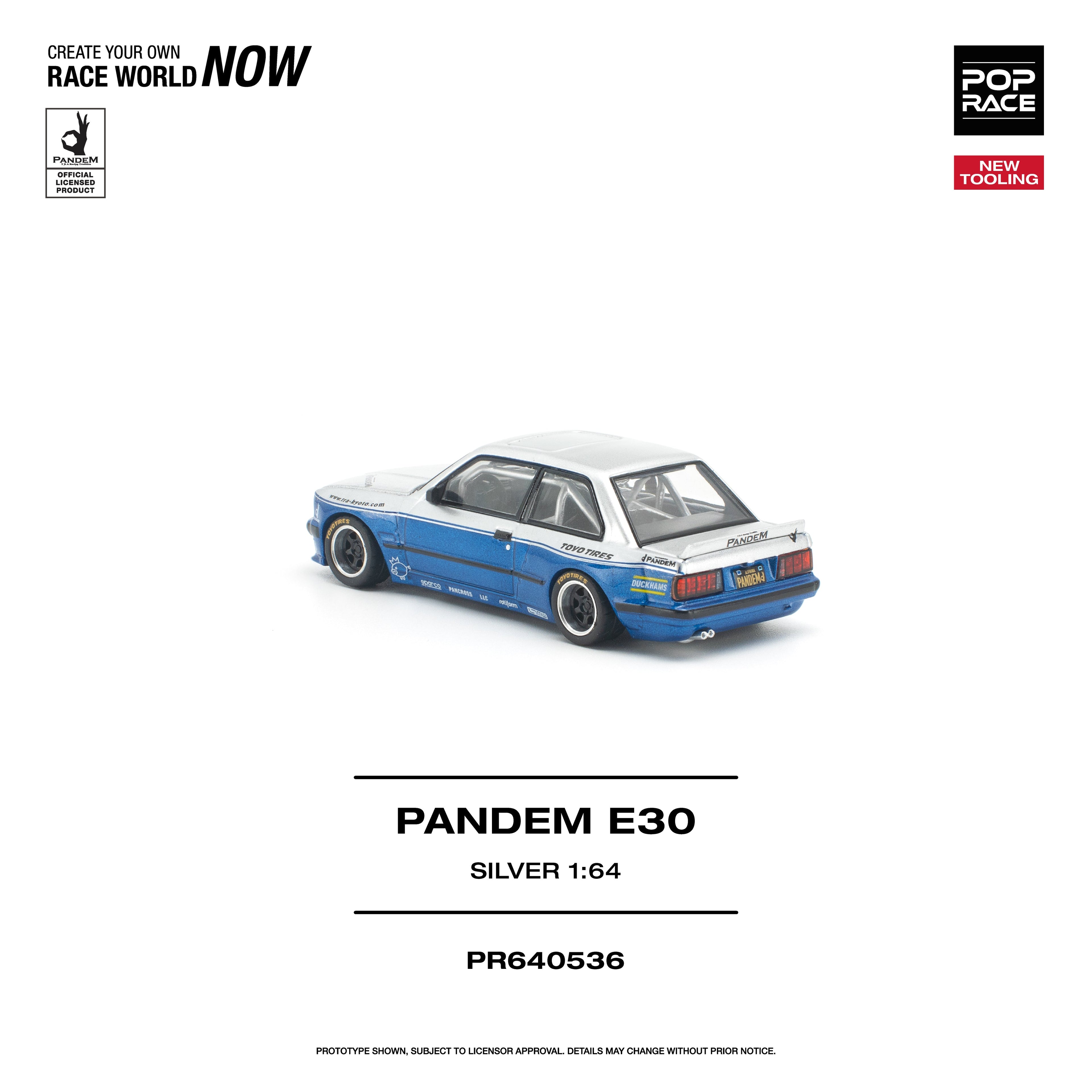 (PREORDER) POPRACE 1/64 PANDEM E30 SILVER PR640536 1:64 diecast model