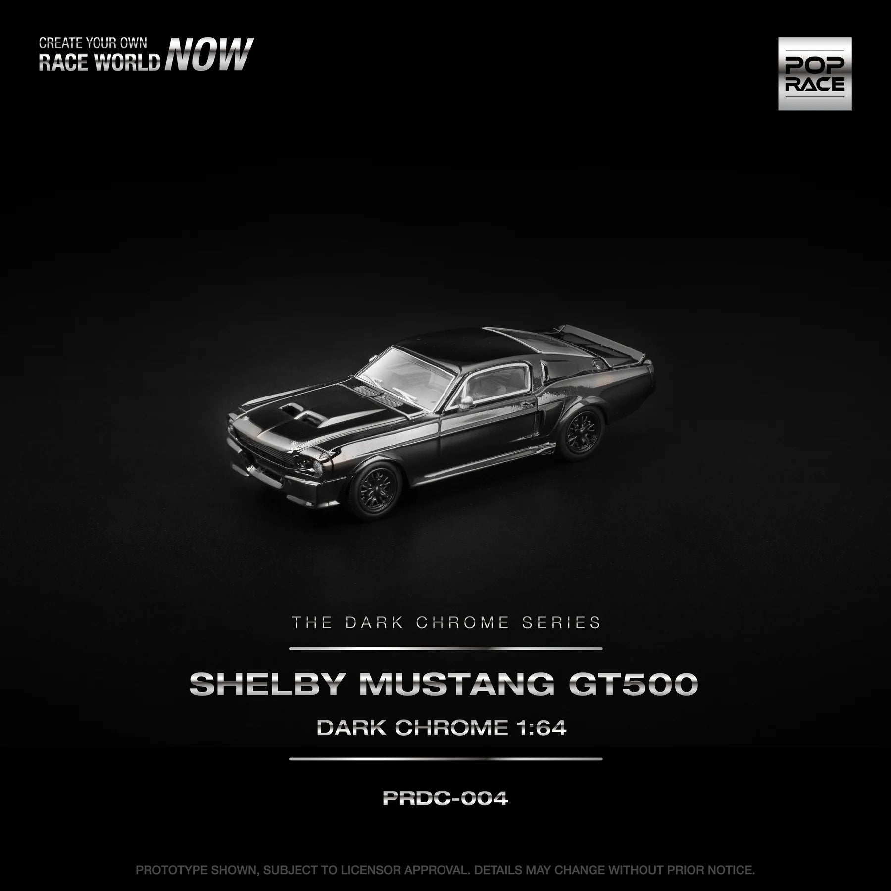 (PREORDER) POPRACE 1:64 Shelby Mustang GT500 Dark Chrome PRDC004 1:64 diecast model