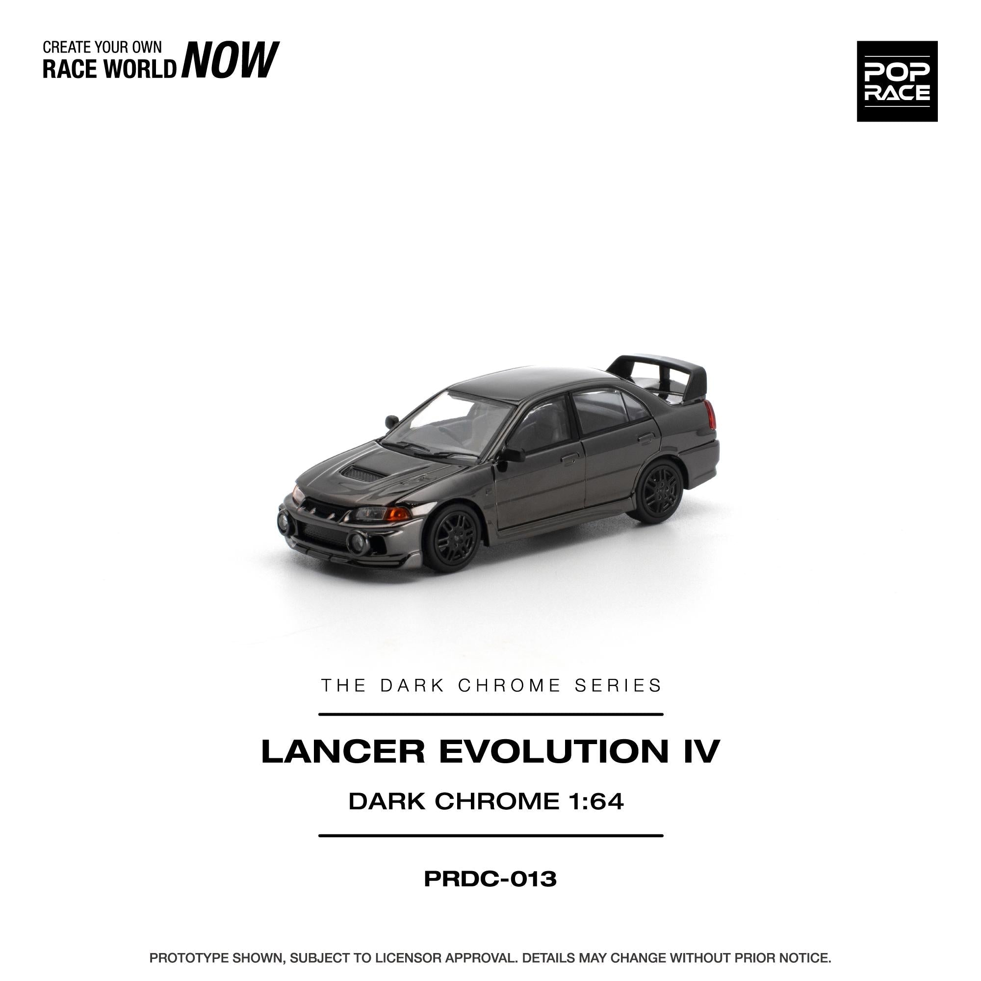 (PREORDER) POPRACE 1/64 LANCER EVOLUTION IV - DARK CHROME PRDC013 1:64 diecast model