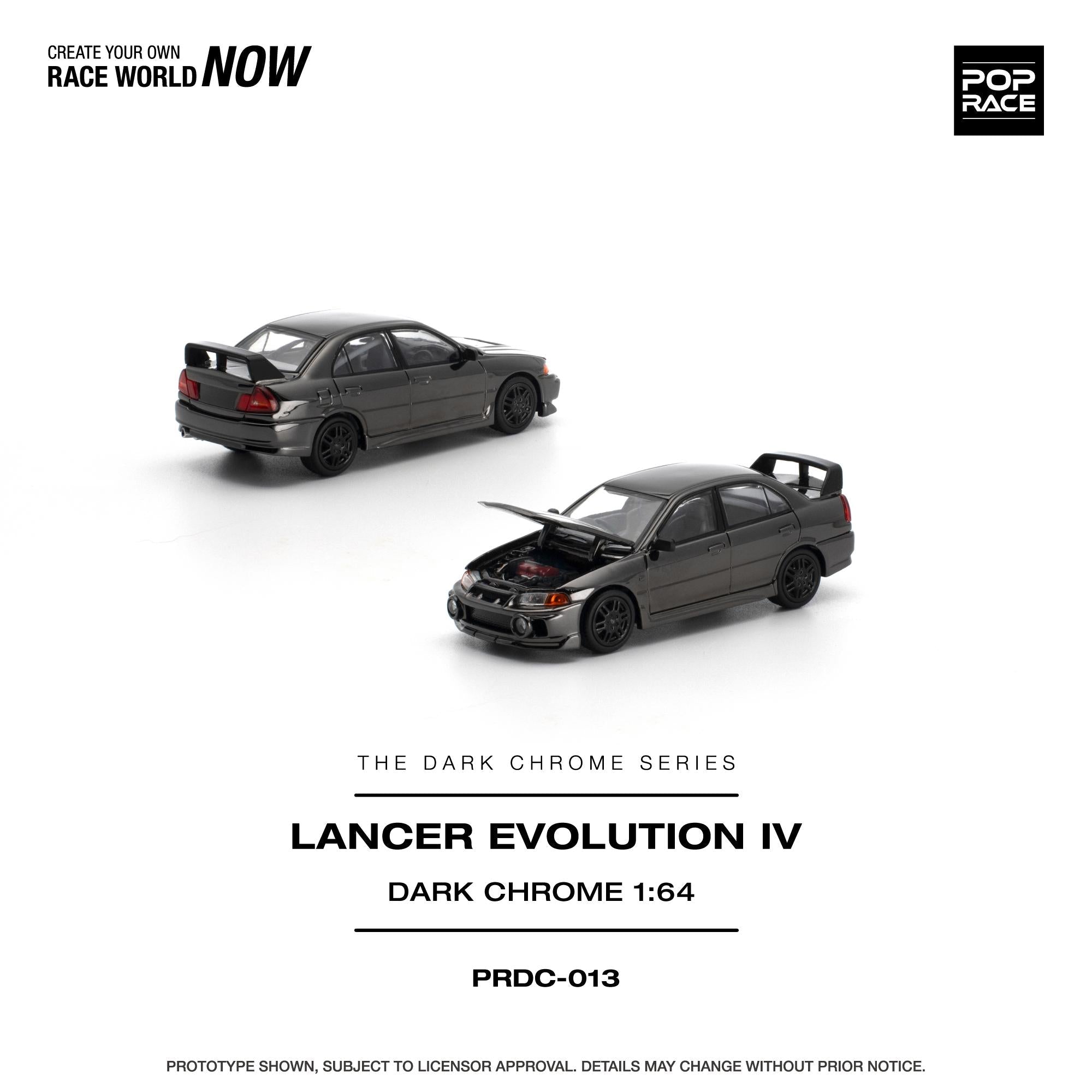 (PREORDER) POPRACE 1/64 LANCER EVOLUTION IV - DARK CHROME PRDC013 1:64 diecast model