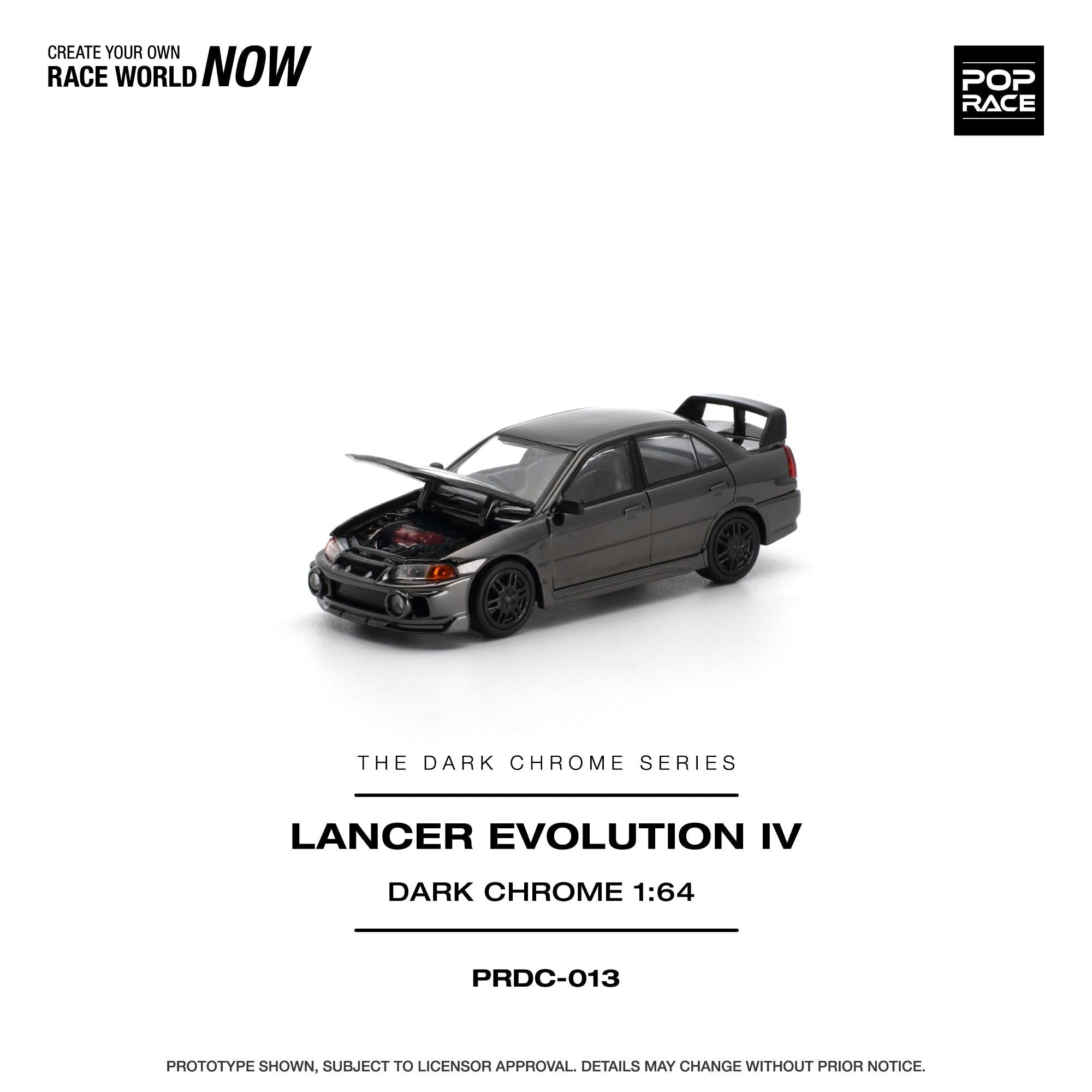 (PREORDER) POPRACE 1/64 LANCER EVOLUTION IV - DARK CHROME PRDC013 1:64 diecast model