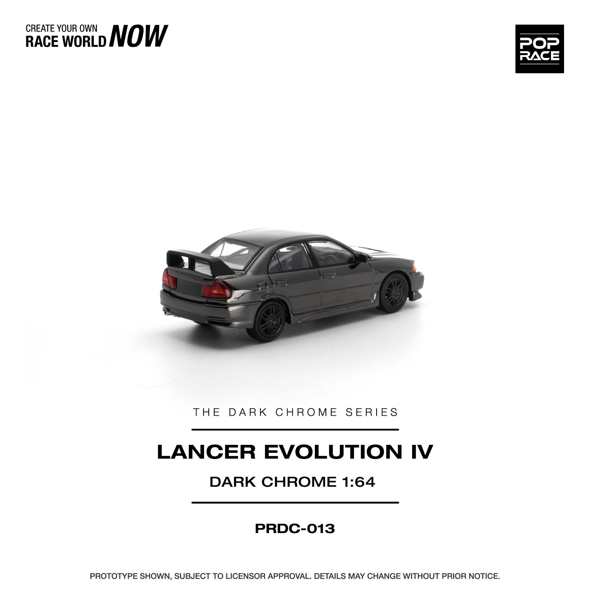 (PREORDER) POPRACE 1/64 LANCER EVOLUTION IV - DARK CHROME PRDC013 1:64 diecast model