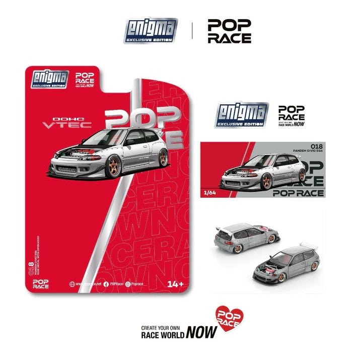 POPRACE 1/64 PANDEM CIVC EG6 RAW METAL (ENIGMA EXCLUSIVE EDITION) PRE018 1:64 diecast model