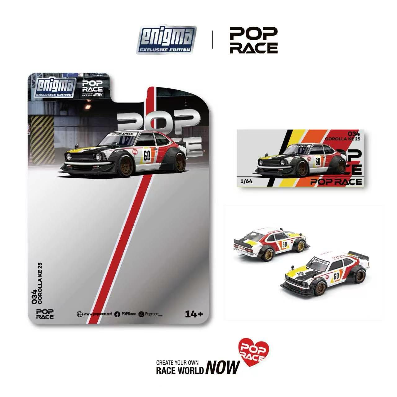 (PREORDER) POPRACE 1/64 COROLLA KE25 RACING (ENIGMA EXCLUSIVE EDITION) PRE034 1:64 diecast model