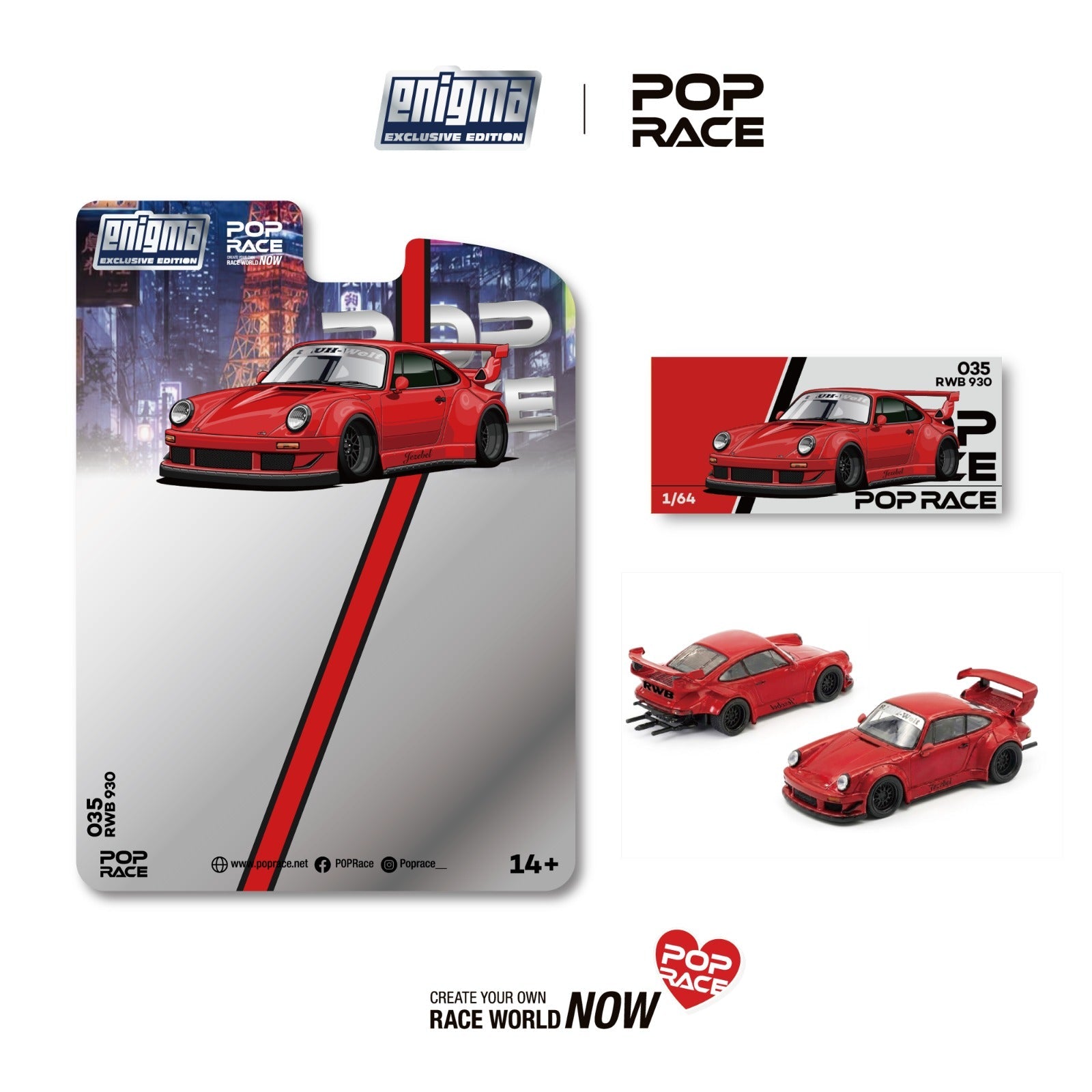 (PREORDER) POPRACE 1/64 RWB 930 RED (enigma exclusive edition) PRE035 1:64 diecast model