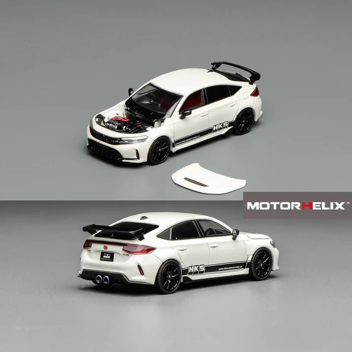MOTORHELIX 1/64 HONDA CIVIC TYPE R(FL5) HKS CHAMPIONSHIP WHITE M65319 1:64 diecast model