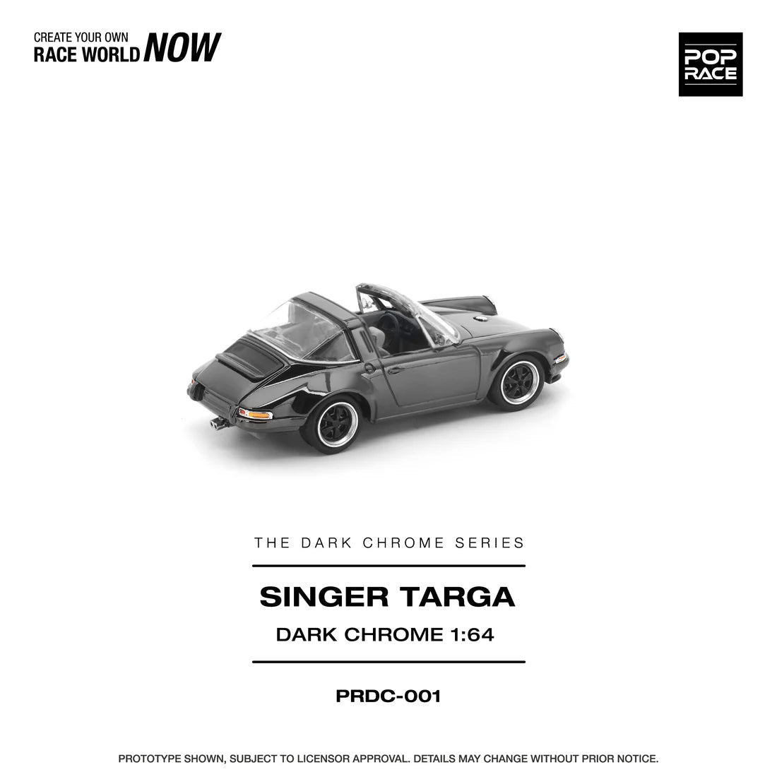 POPRACE 1/64 SINGER TARGA DARK CHROME PRDC001 1:64 diecast model