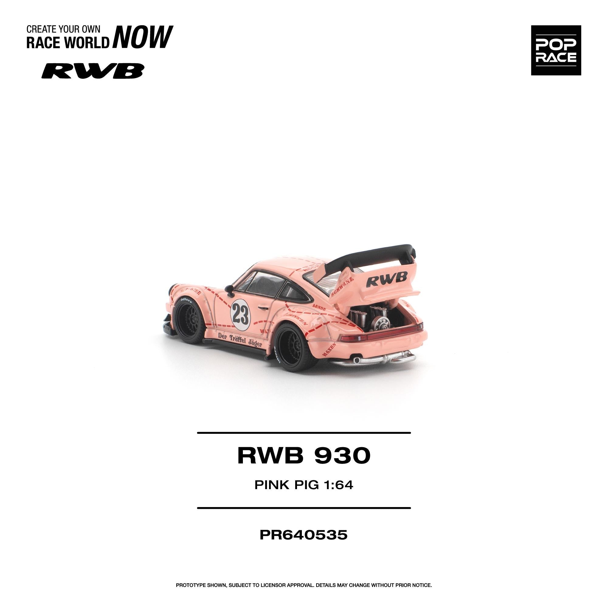 (PREORDER) POPRACE 1/64 RWB 930 "PINK PIG" PR640535 1:64 diecast model