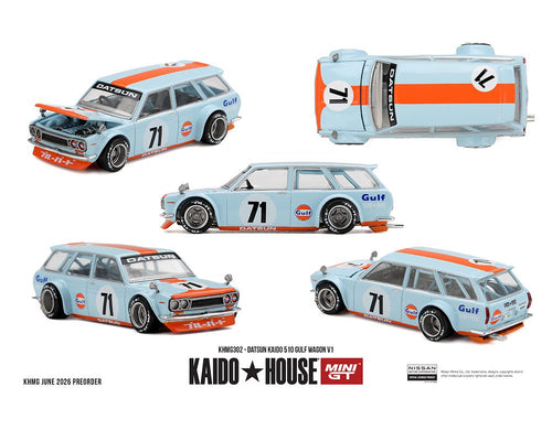 (PREORDER) Kaido House x Mini GT 1:64 Datsun KAIDO 510 GULF Wagon V1 – Limited Edition 1:64 diecast model